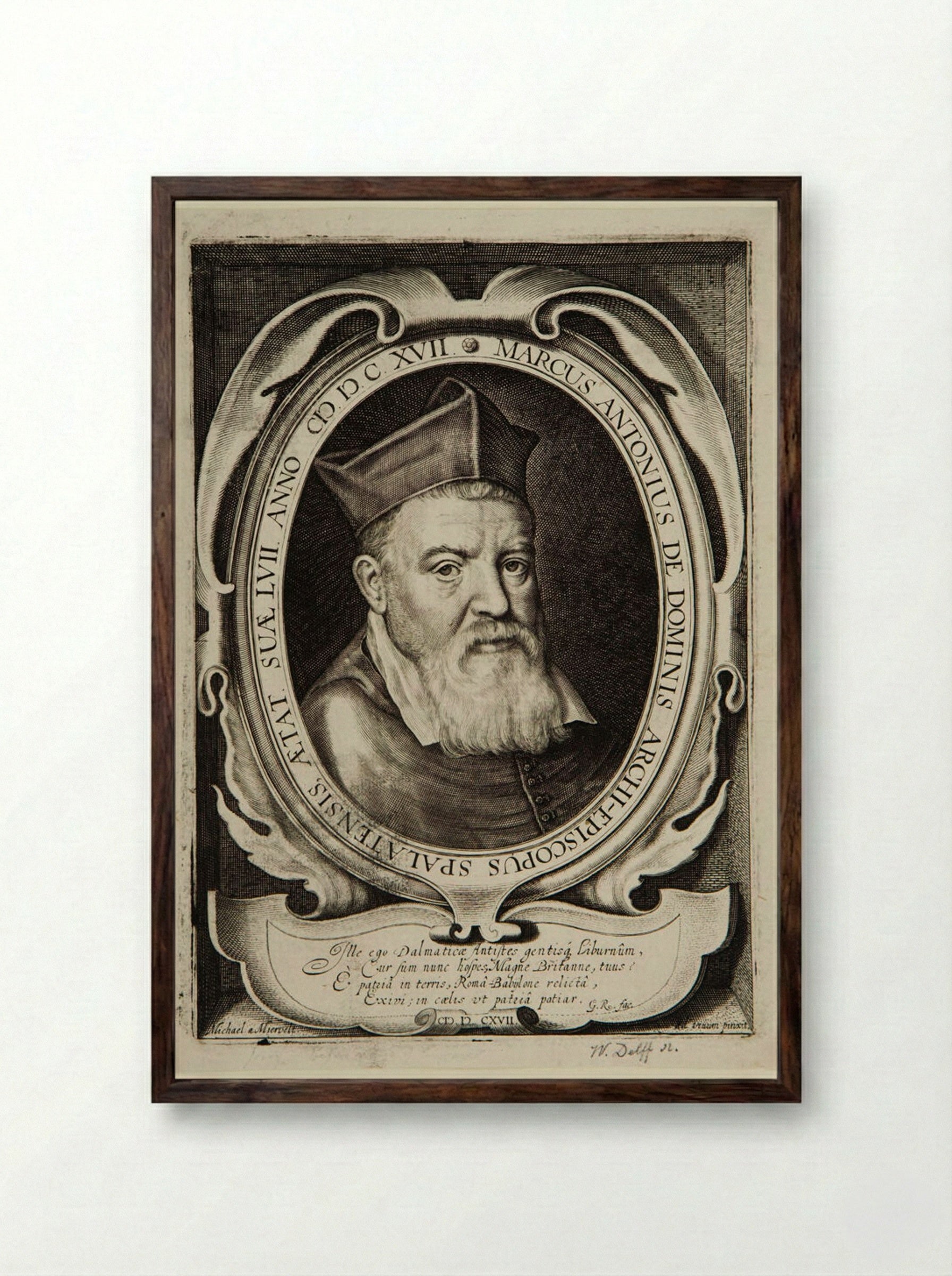 Marcantonio de Dominis, Archbishop of Spalatro - Willem Jacobszoon Delff - Framed Print Dark Wood