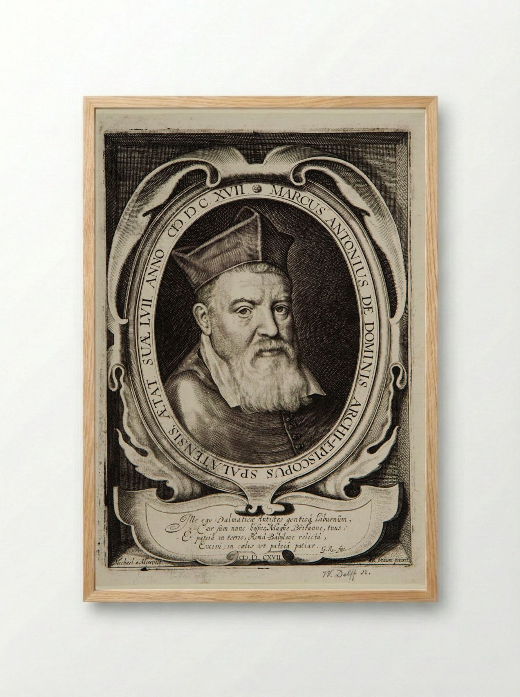 Marcantonio de Dominis, Archbishop of Spalatro - Willem Jacobszoon Delff - Framed Print Wood