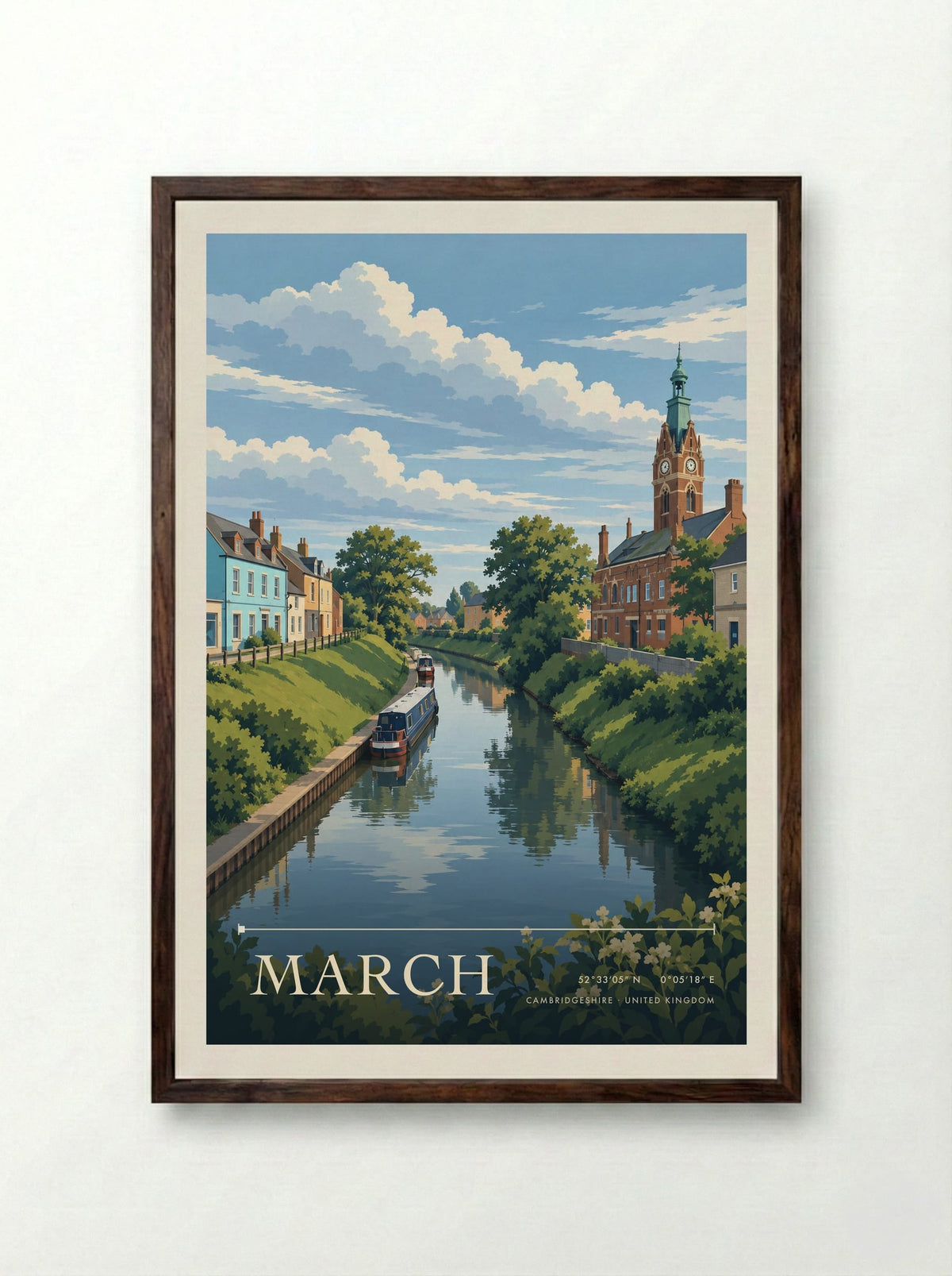 March, Cambridgeshire | Travel Poster - Framed Print Dark Wood