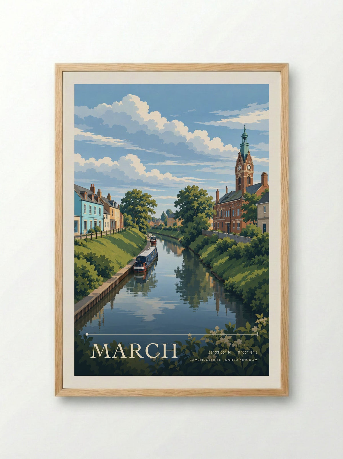 March, Cambridgeshire | Travel Poster - Framed Print Wood