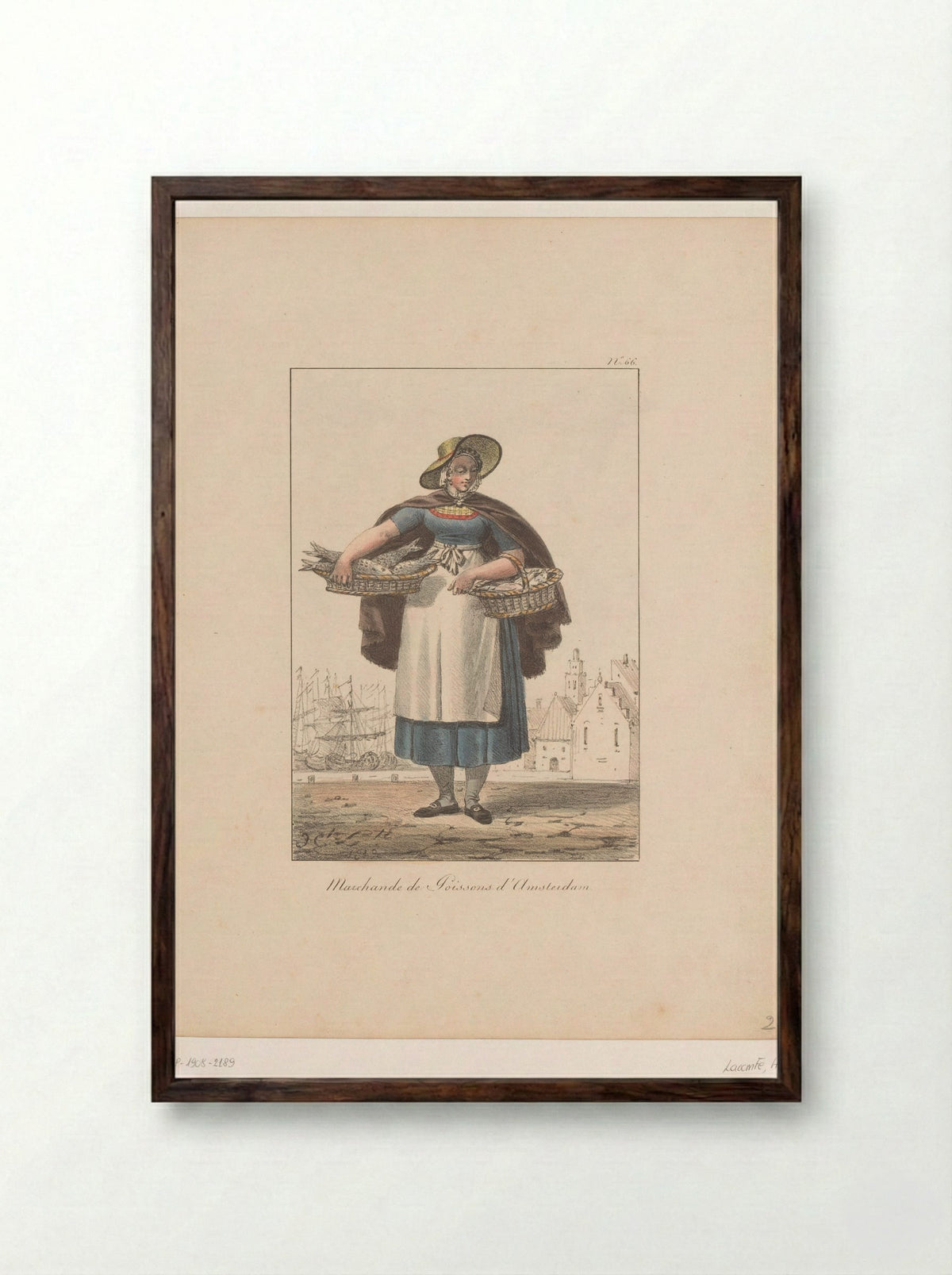 Marchande de Poissons d'Amsterdam - François Séraphin Delpech - Framed Print Dark Wood
