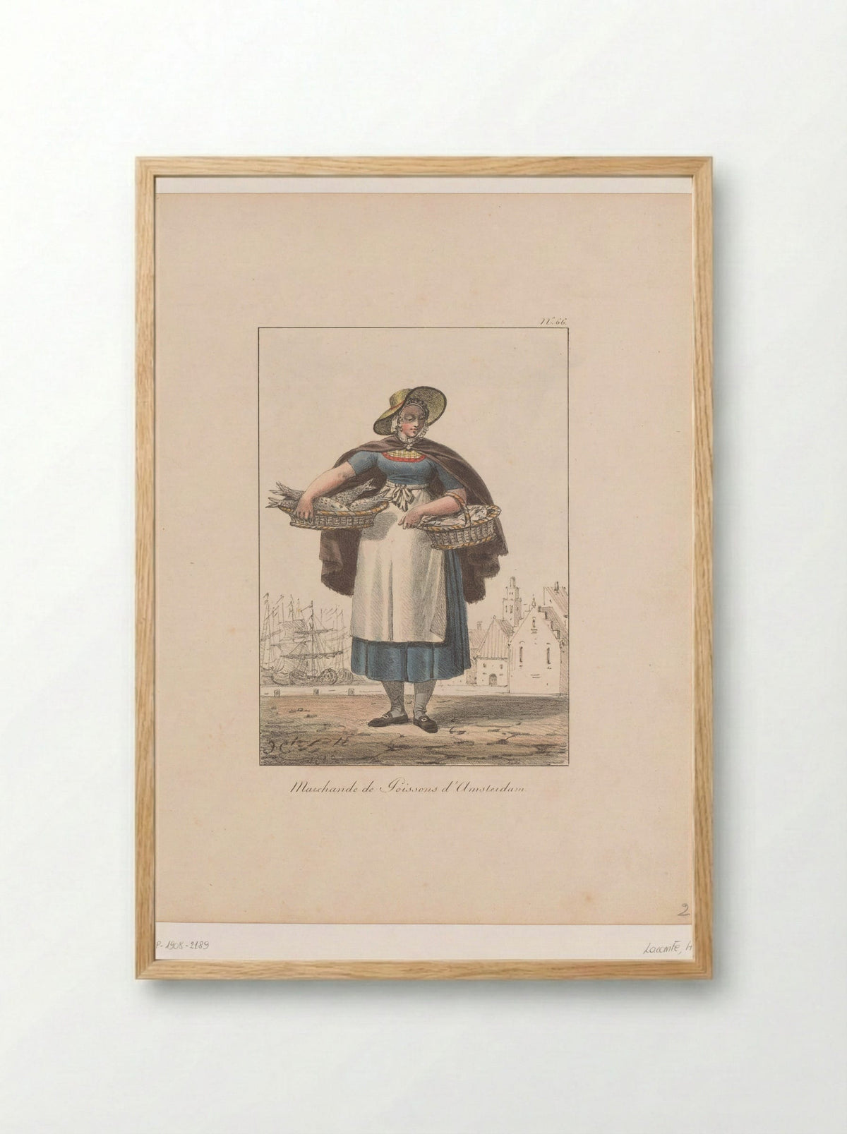 Marchande de Poissons d'Amsterdam - François Séraphin Delpech - Framed Print Wood