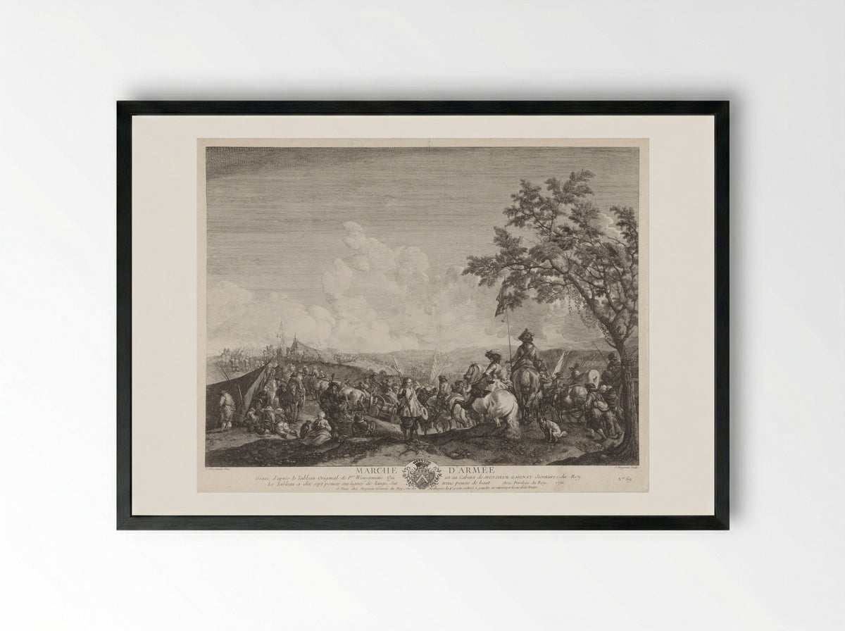 Marche d'Armée - Philips Wouwerman - Framed Print Black