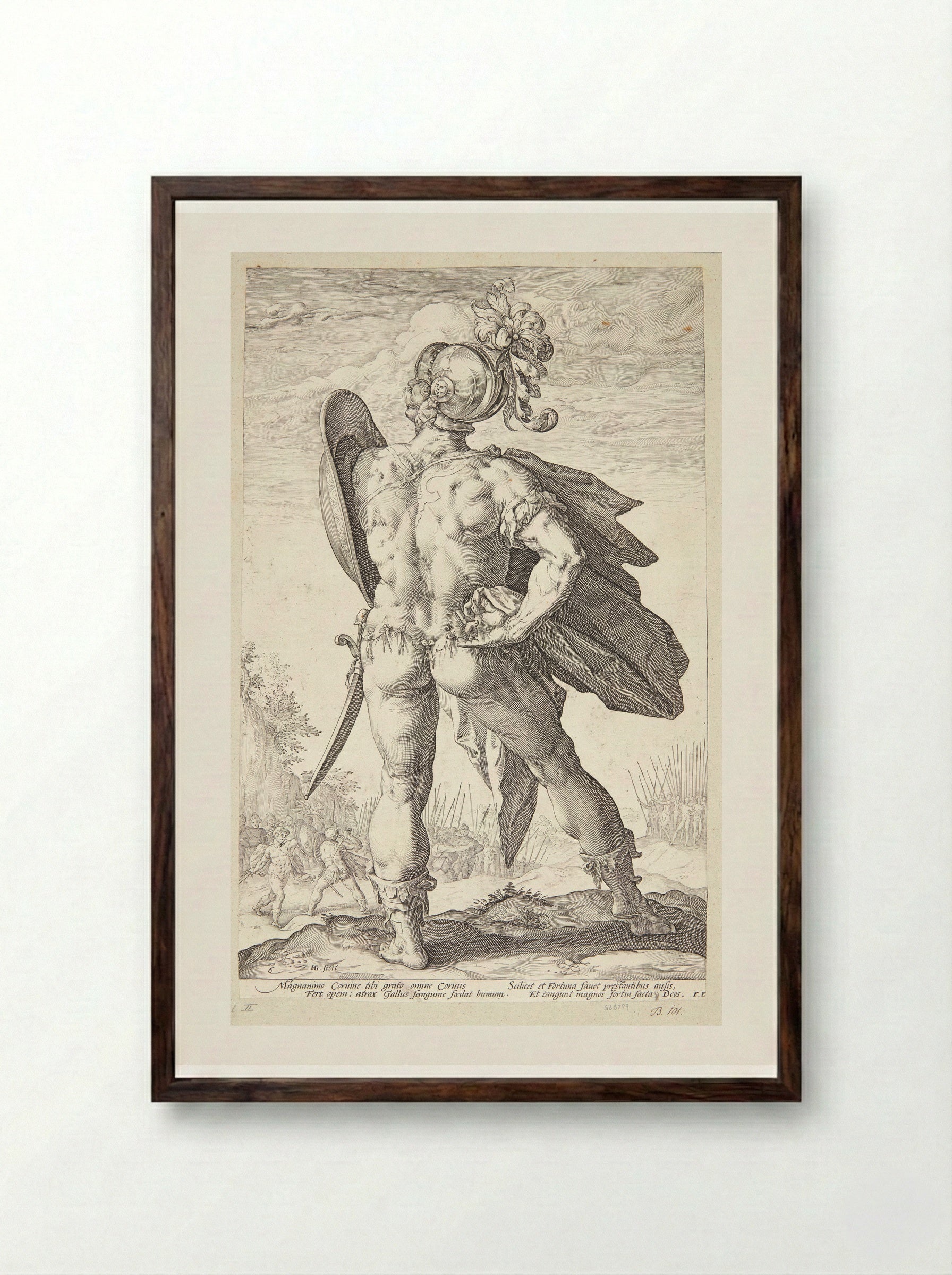 Marcus Valerius Corvus - Hendrick Goltzius - Framed Print Dark Wood