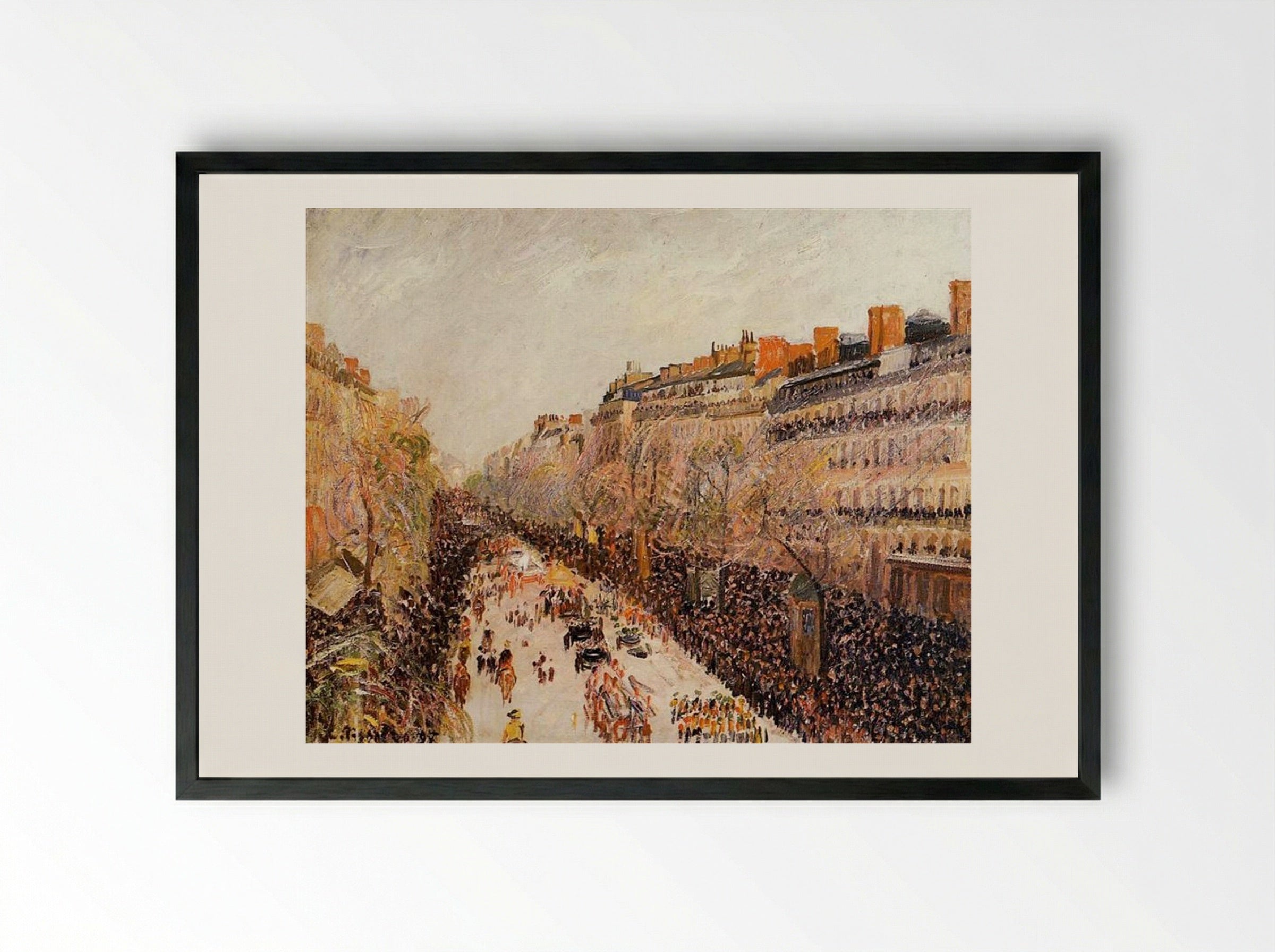 Mardi Gras on the Boulevards - Camille Pissarro - Framed Print Black