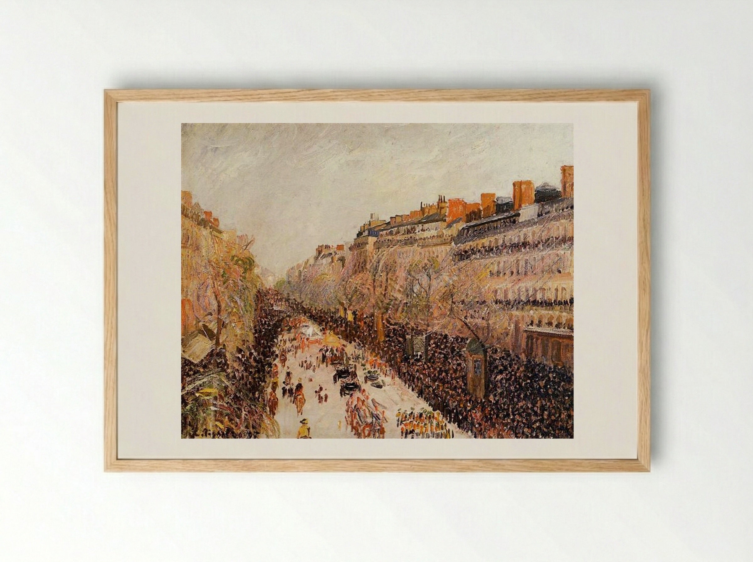 Mardi Gras on the Boulevards - Camille Pissarro - Framed Print Wood