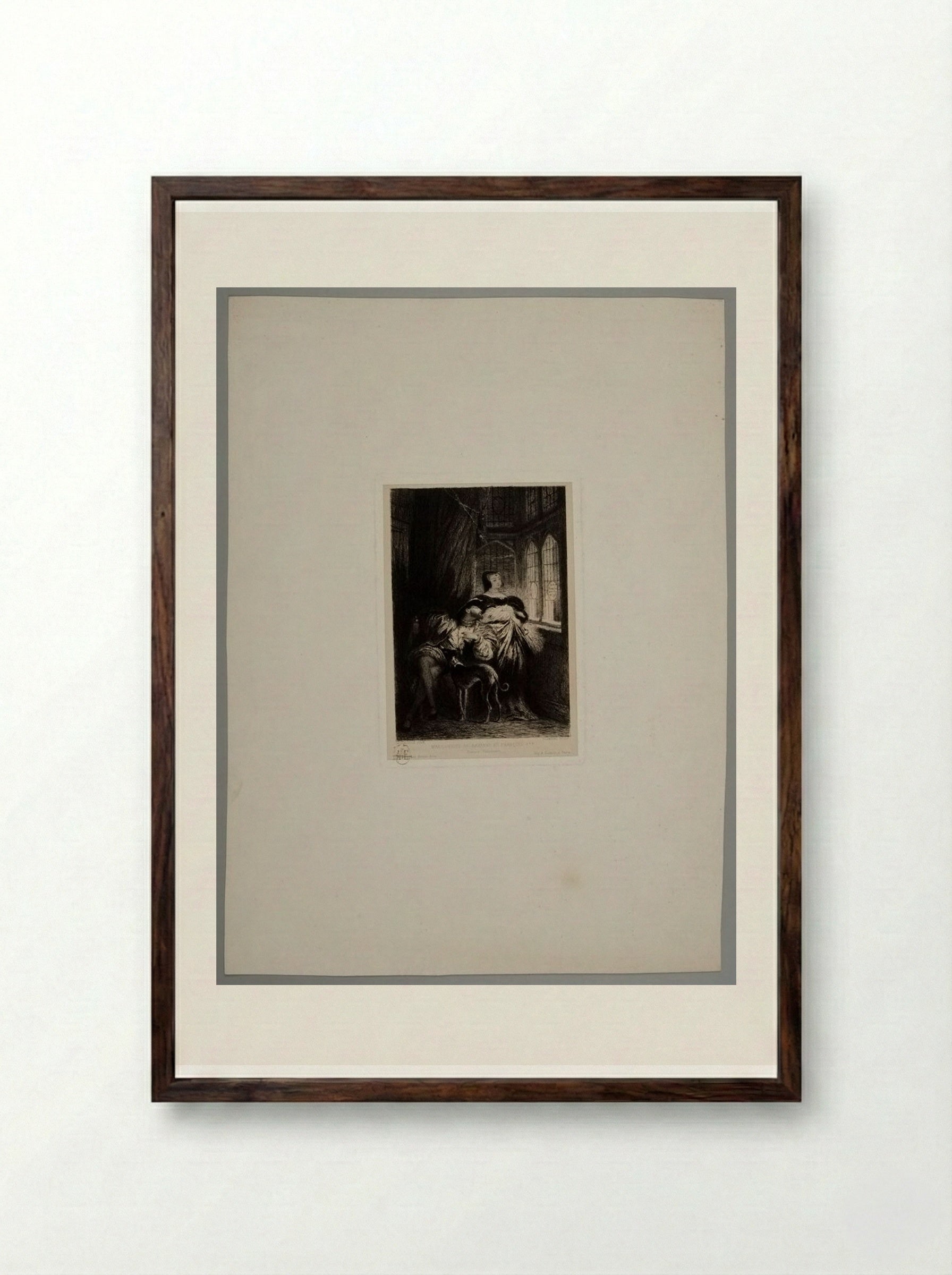 Margaret of Navarre and Francis I - Léopold Flameng - Framed Print Dark Wood