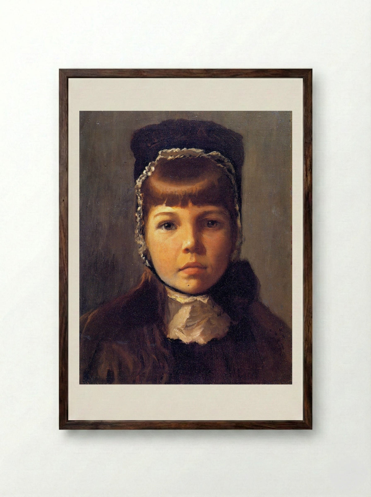 Margaret with a Bonnet - Lilla Cabot Perry - Framed Print Dark Wood
