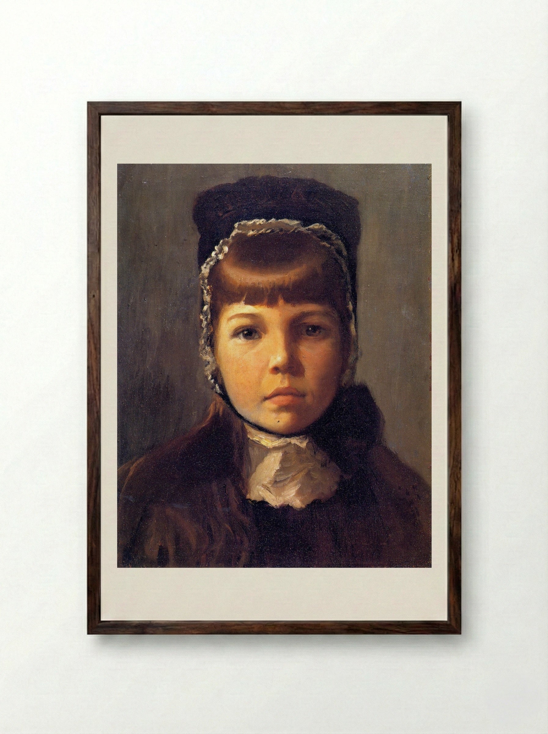 Margaret with a Bonnet - Lilla Cabot Perry - Framed Print Dark Wood