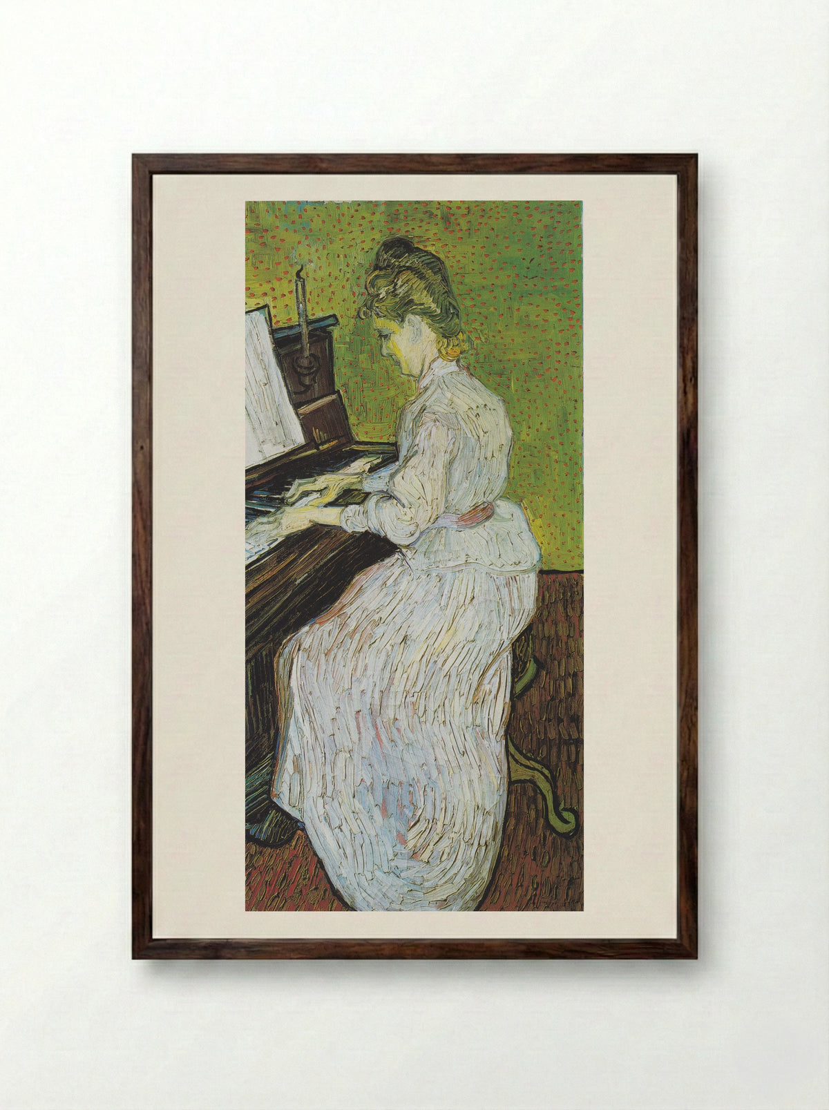Marguerite Gachet at the Piano - Vincent van Gogh - Framed Print Dark Wood