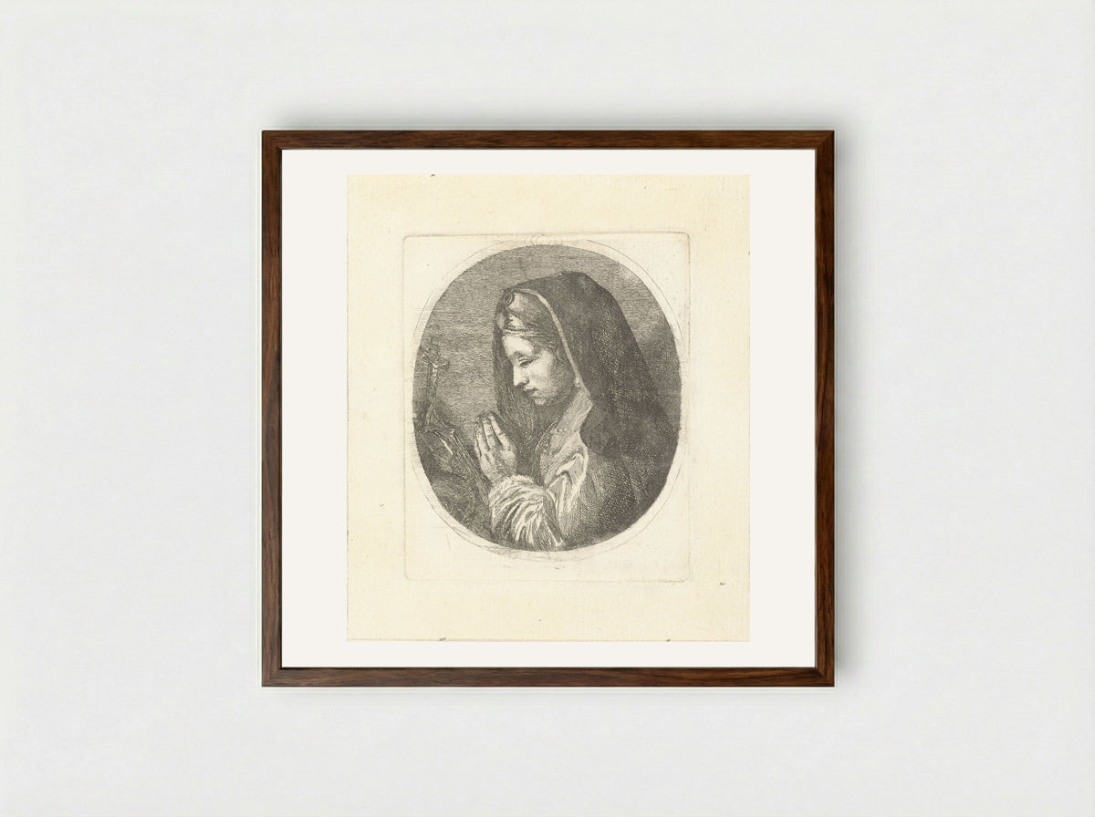 Maria Magdalena in gebed - Louis Bernard Coclers - Framed Print Dark Wood
