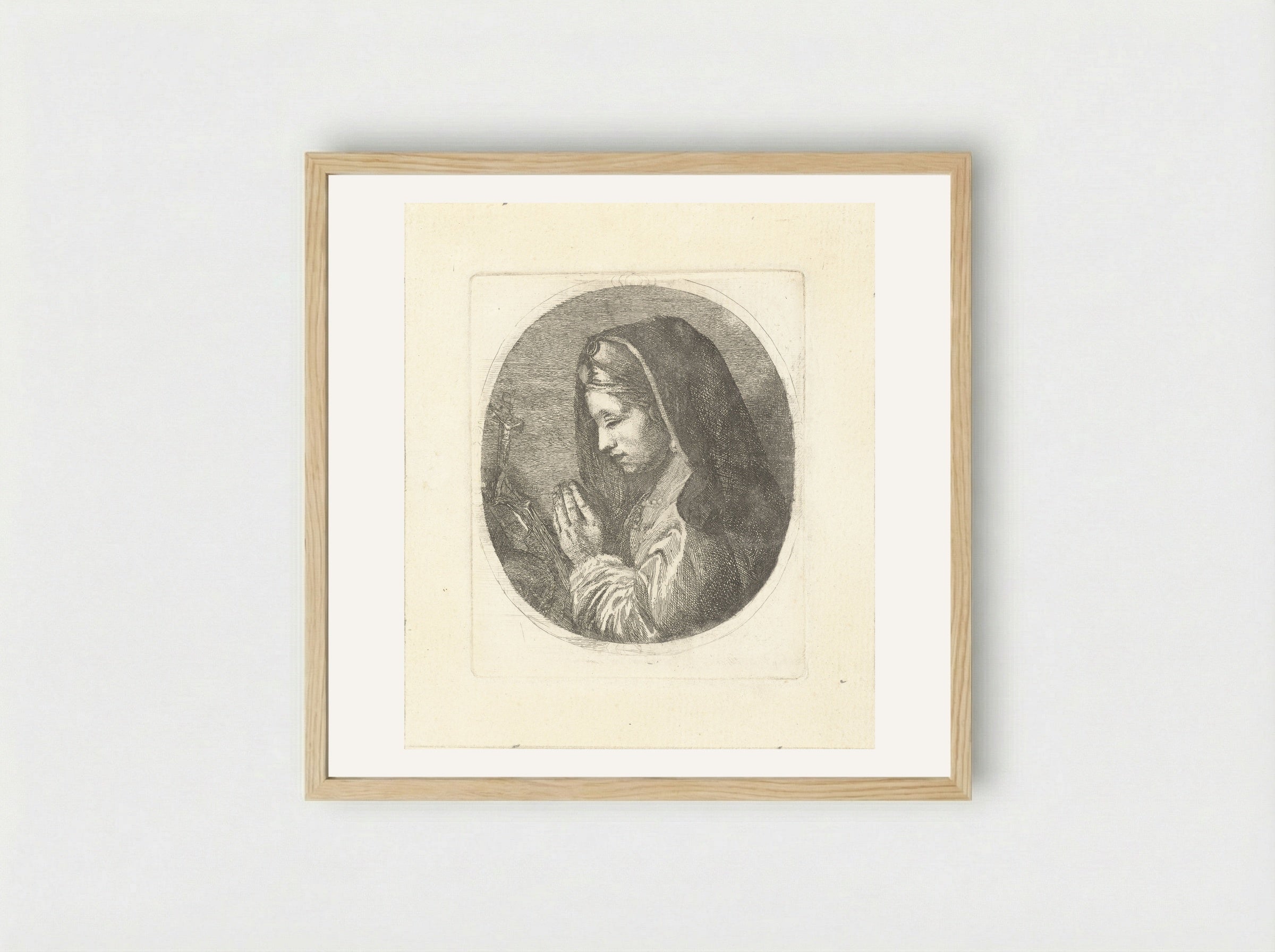 Maria Magdalena in gebed - Louis Bernard Coclers - Framed Print Wood