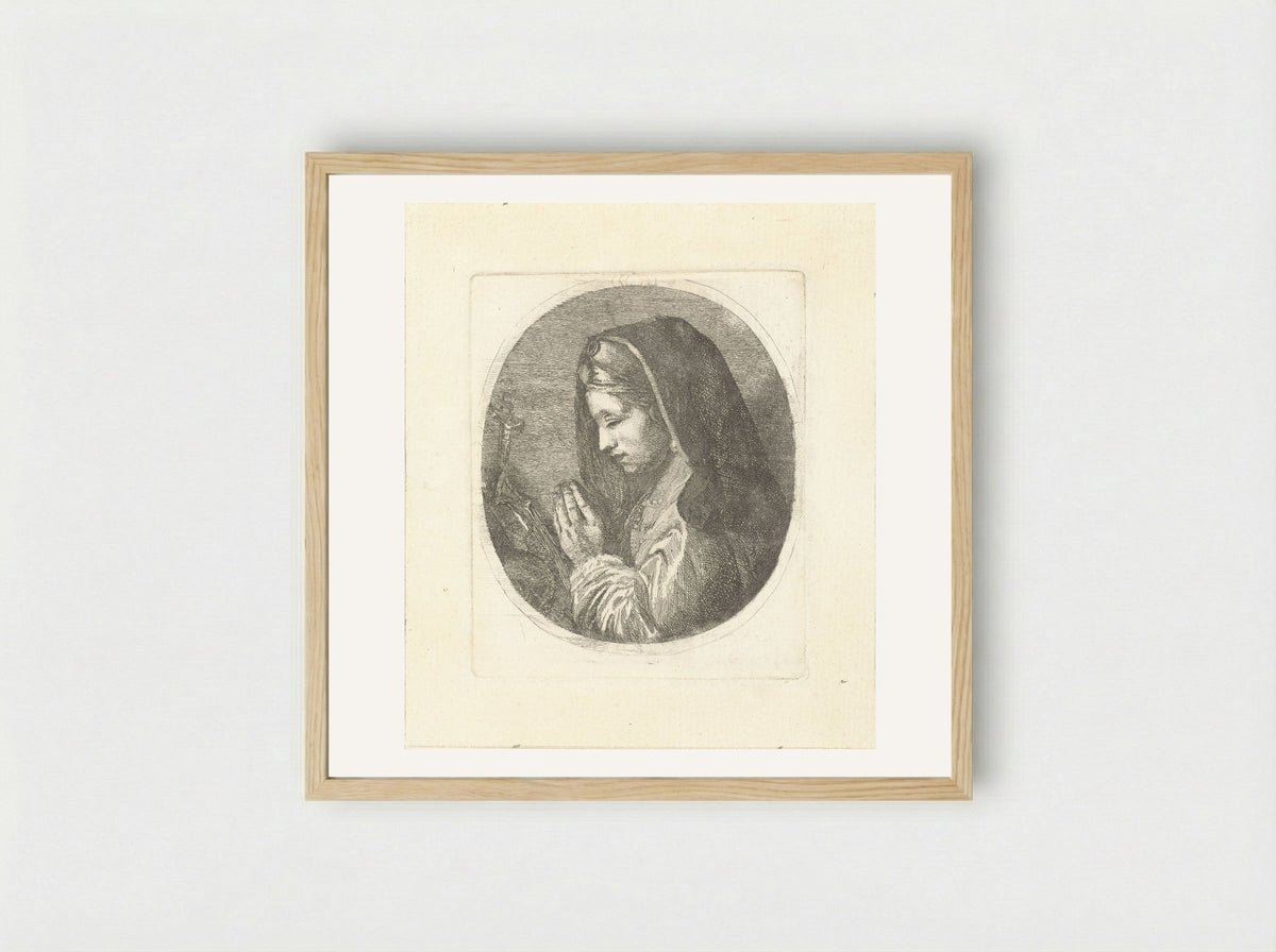 Maria Magdalena in gebed - Louis Bernard Coclers - Framed Print Wood