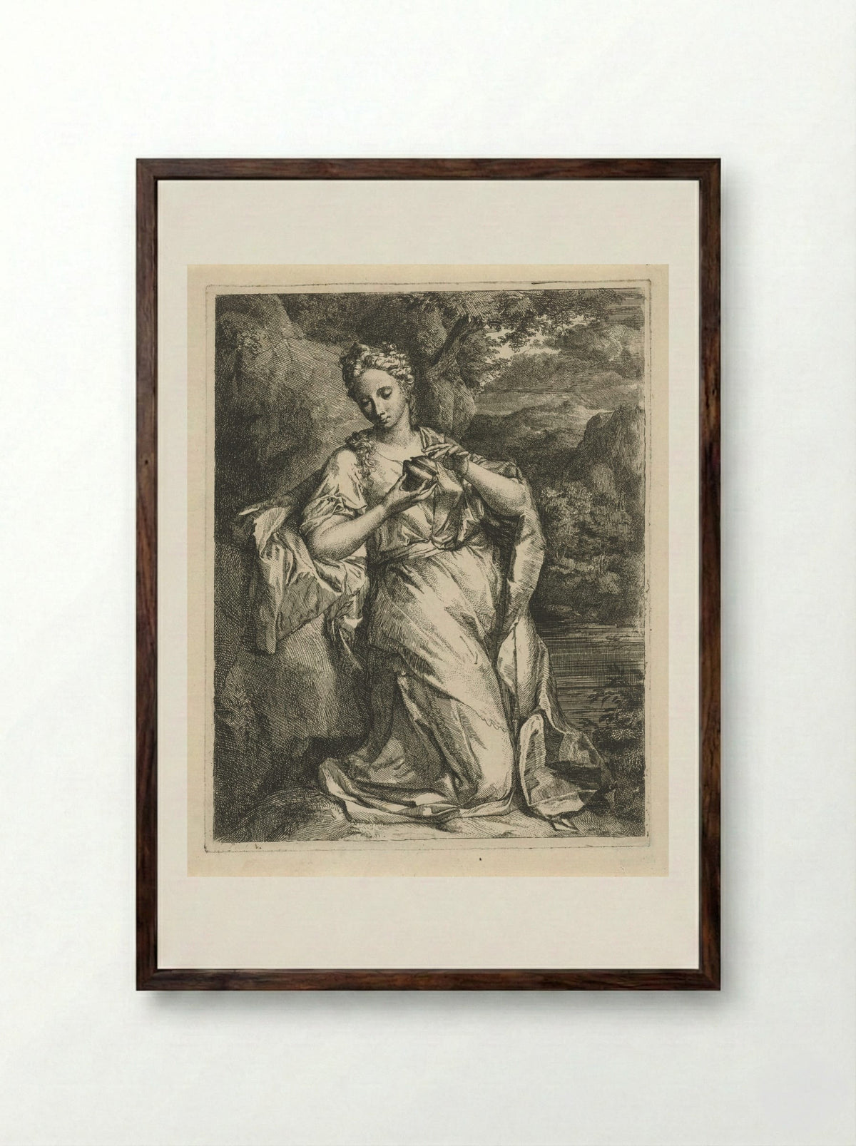 Maria Magdalena met zalfpot - Hendrik van Limborch - Framed Print Dark Wood