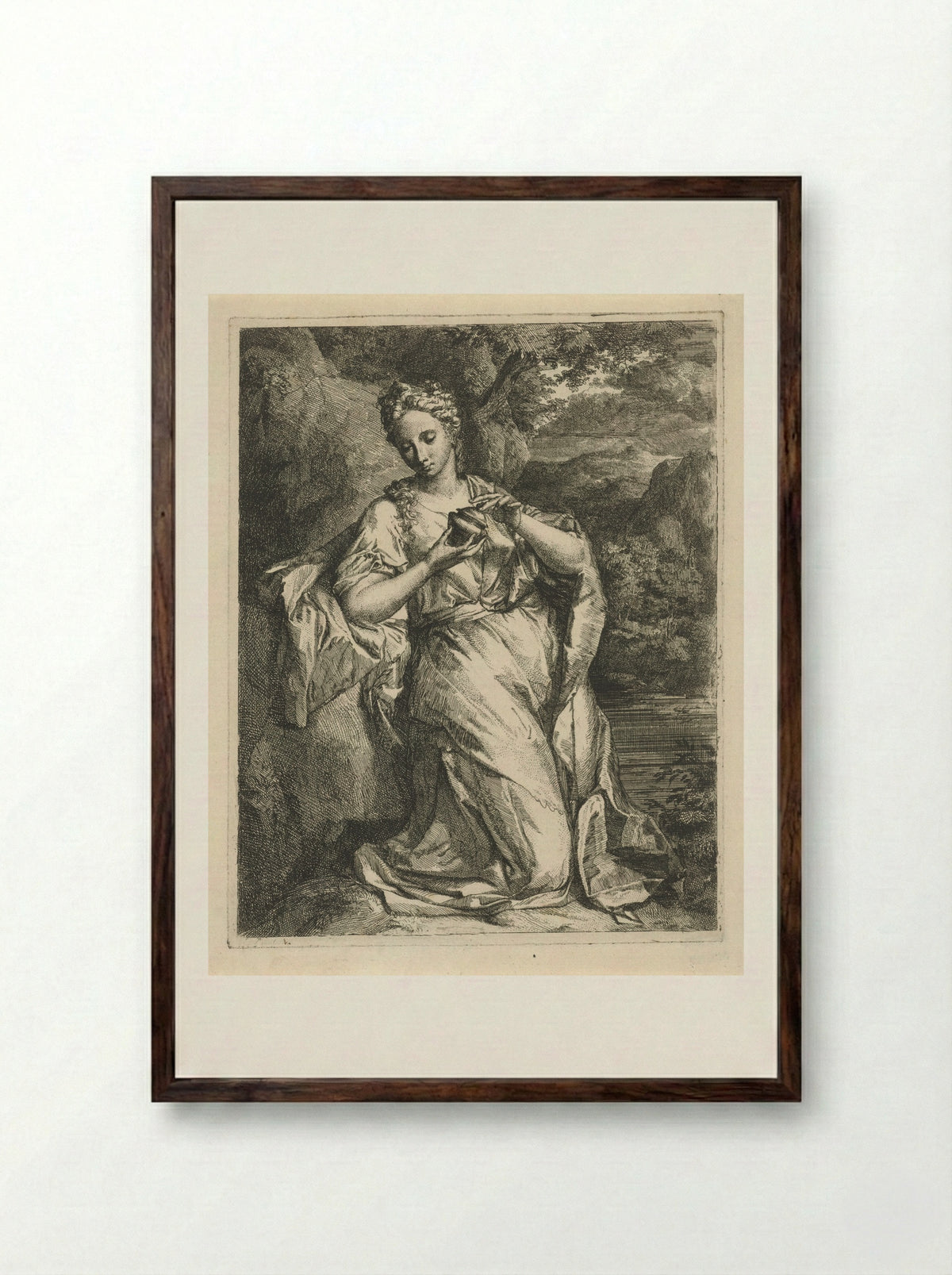 Maria Magdalena met zalfpot - Hendrik van Limborch - Framed Print Dark Wood