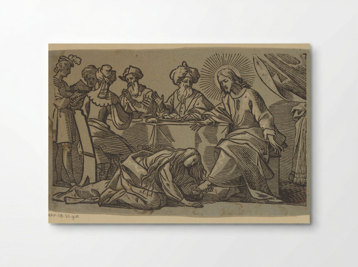 Maria Magdalena zalft de voeten van Christus - Duval - Poster