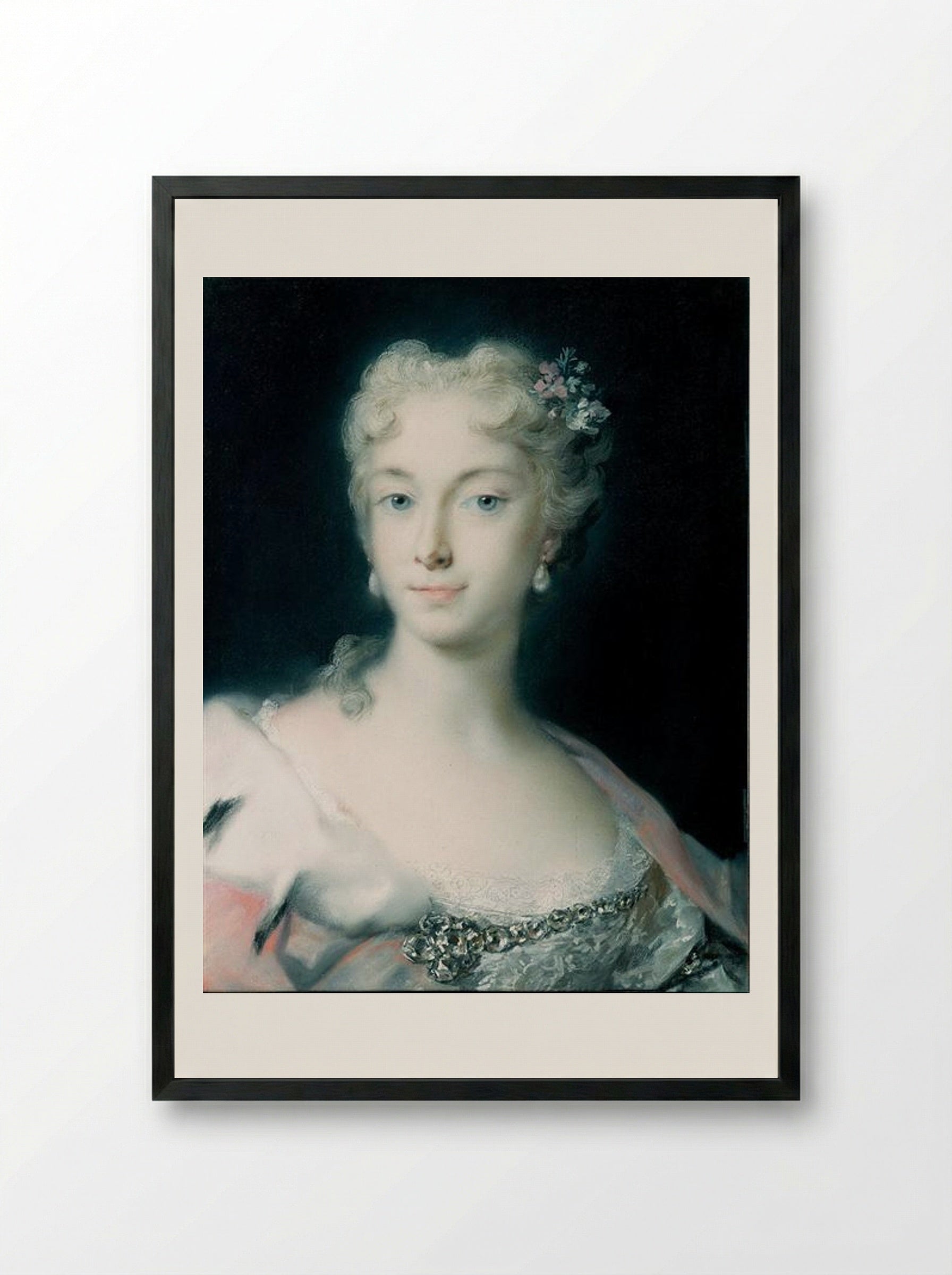 Maria Theresa, Archduchess of Habsburg - Rosalba Carriera - Framed Print Black