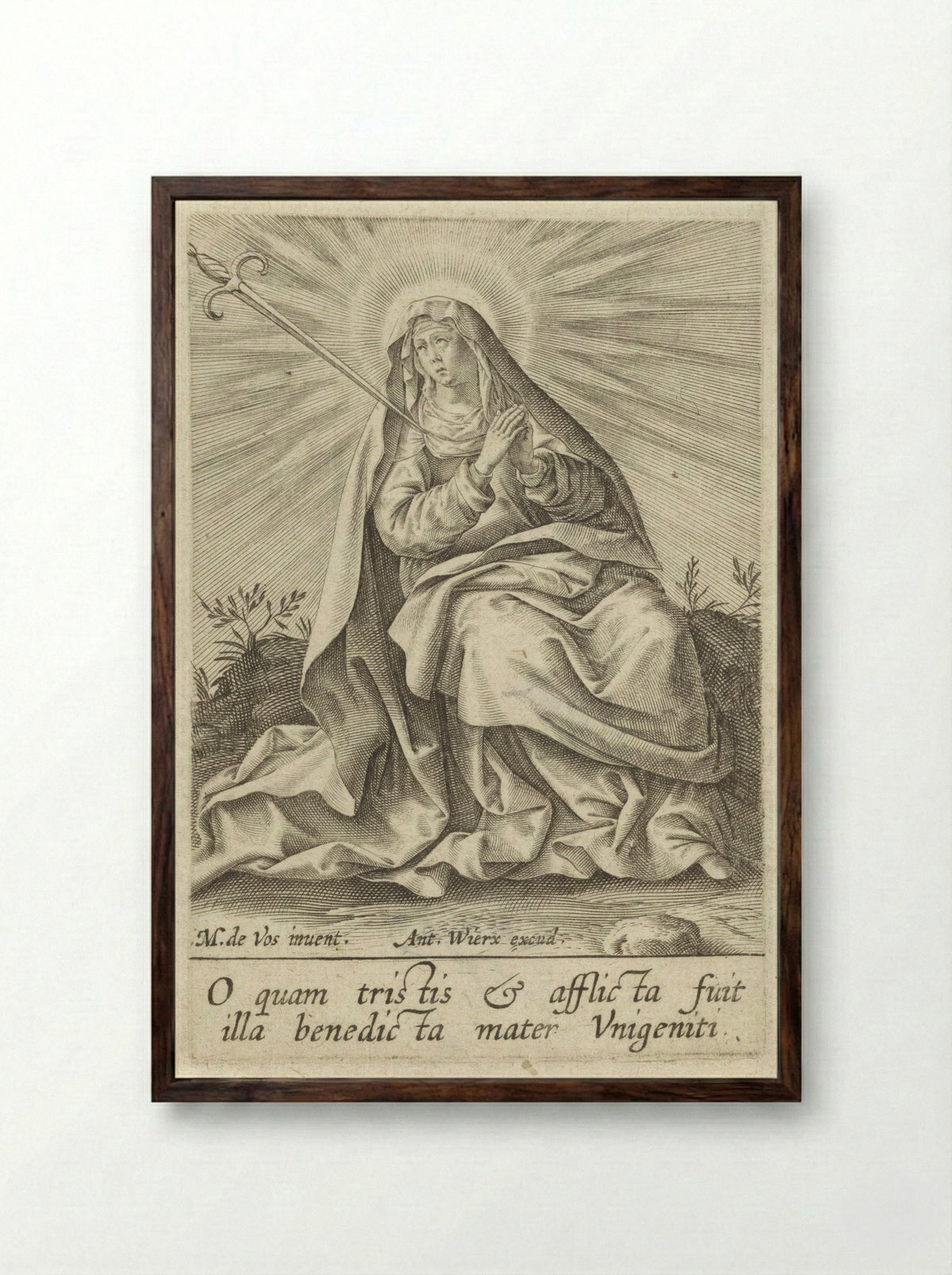 Maria als Mater Dolorosa - Antonie Wierix (III) - Framed Print Dark Wood