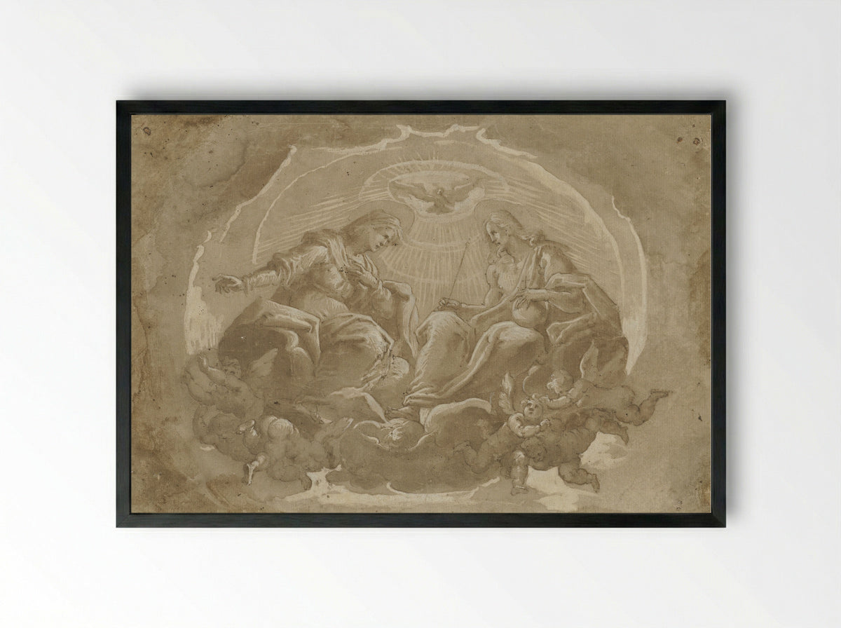 Maria als middelares en Christus als Heer der Wereld - Pier Francesco Morazzone - Framed Print Black