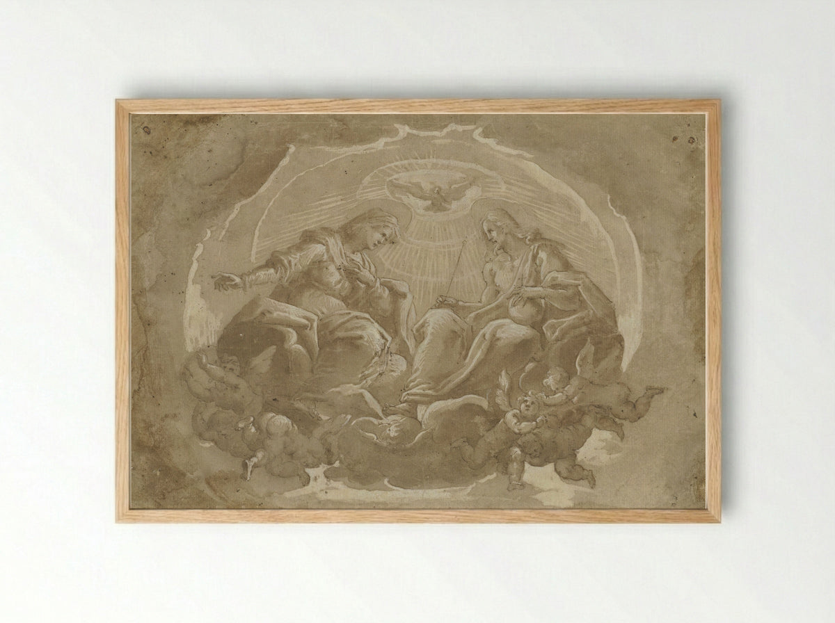 Maria als middelares en Christus als Heer der Wereld - Pier Francesco Morazzone - Framed Print Wood
