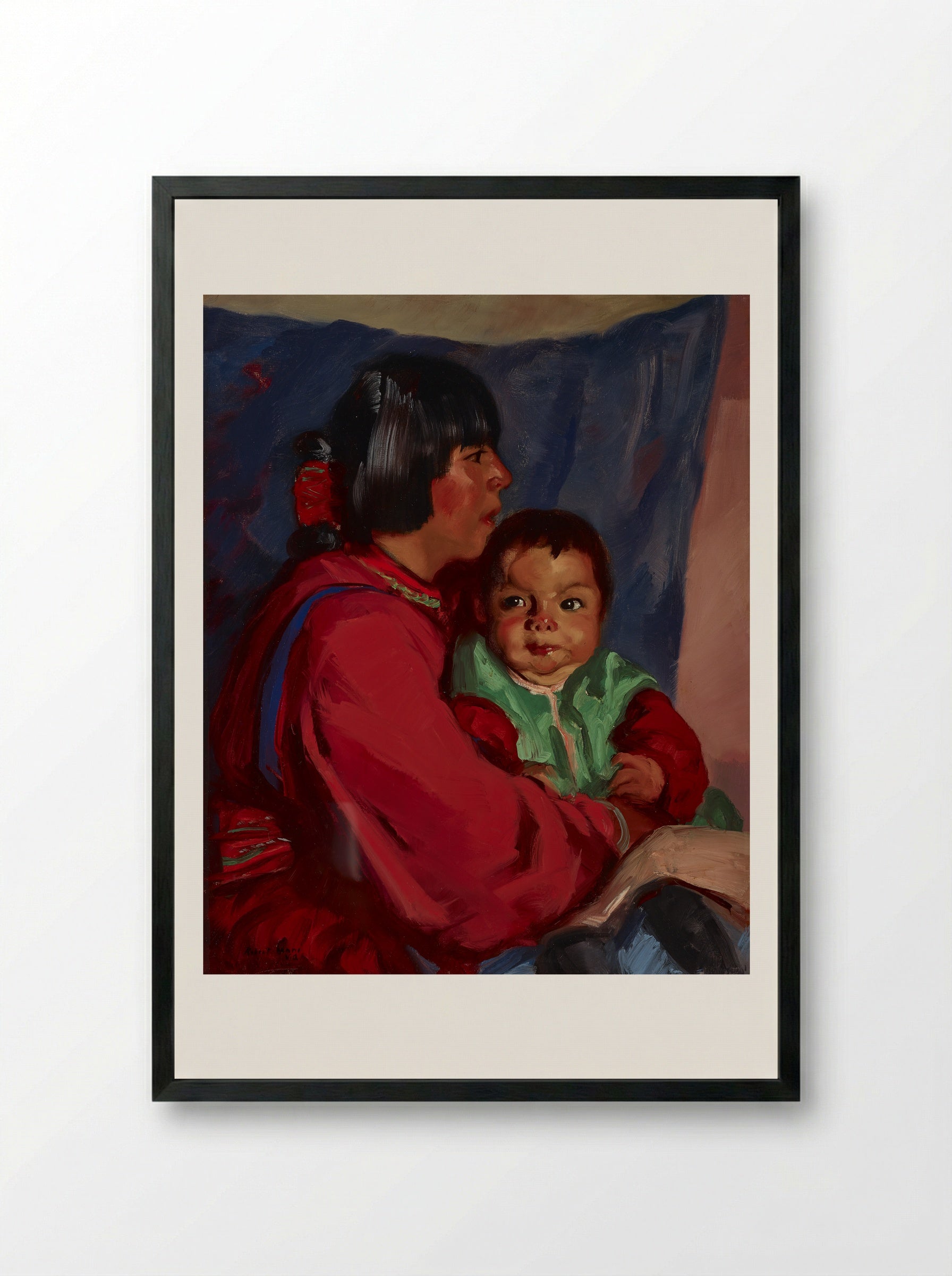 Maria and Baby - Robert Henri - Framed Print Black