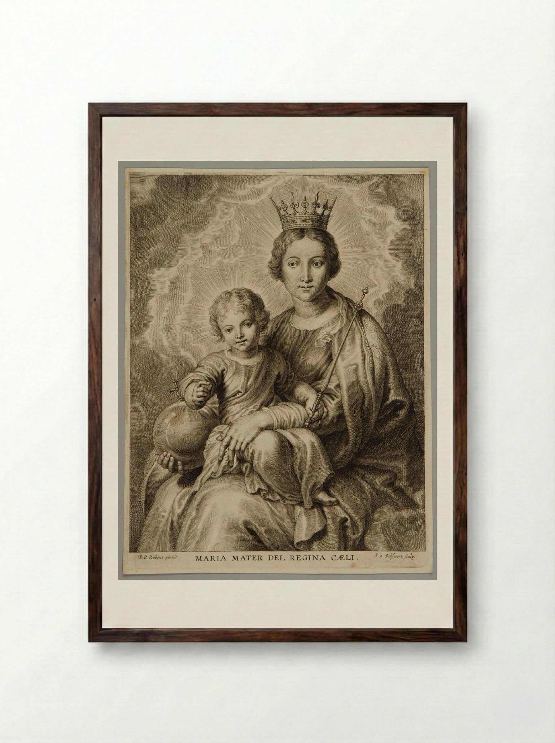 Maria, mater Dei, regina coeli - Schelte Adamsz. Bolswert - Framed Print Dark Wood