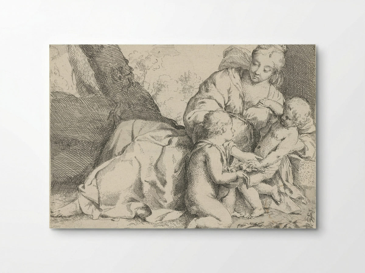 Maria met Christuskind en Johannes de Doper - Jan Miel - Poster