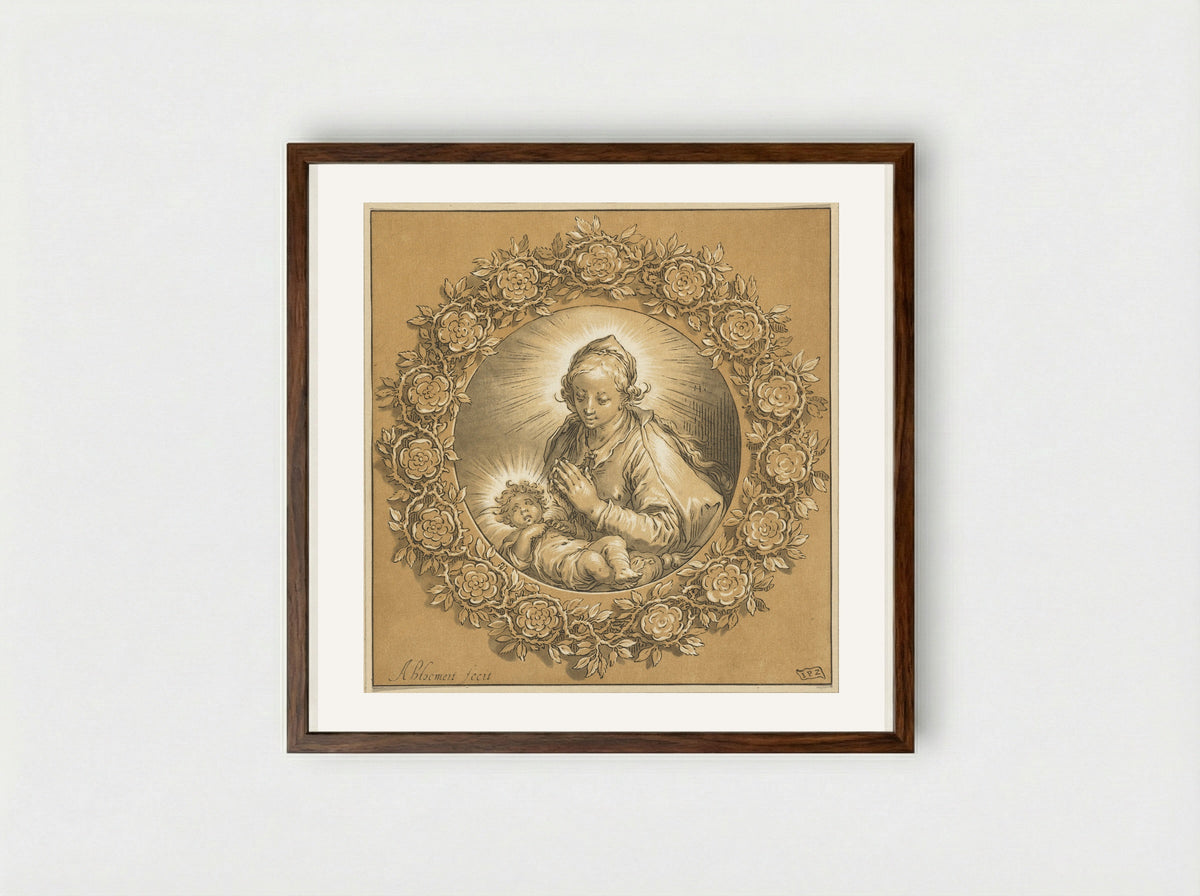 Maria met Christuskind - Cornelis Ploos van Amstel - Framed Print Dark Wood