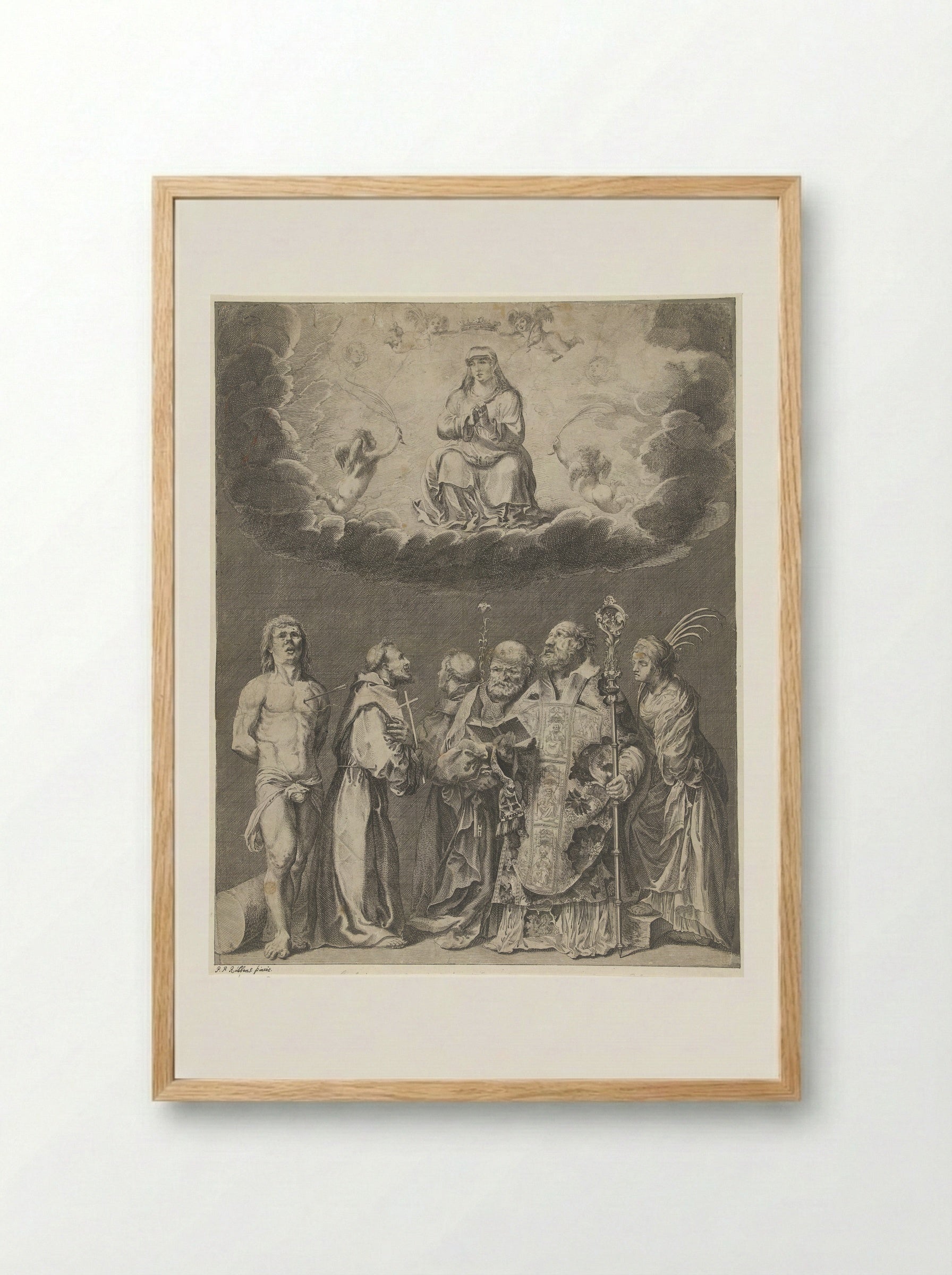 Maria met heiligen - Pieter Nolpe - Framed Print Wood
