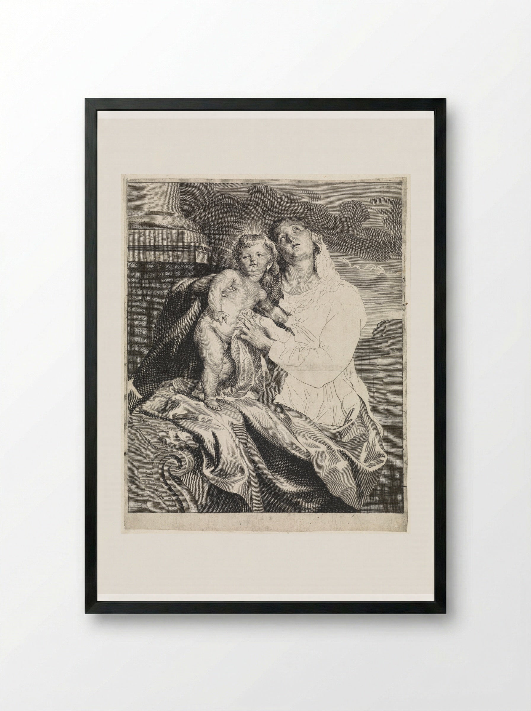 Maria met het Christuskind - Paulus Pontius - Framed Print Black