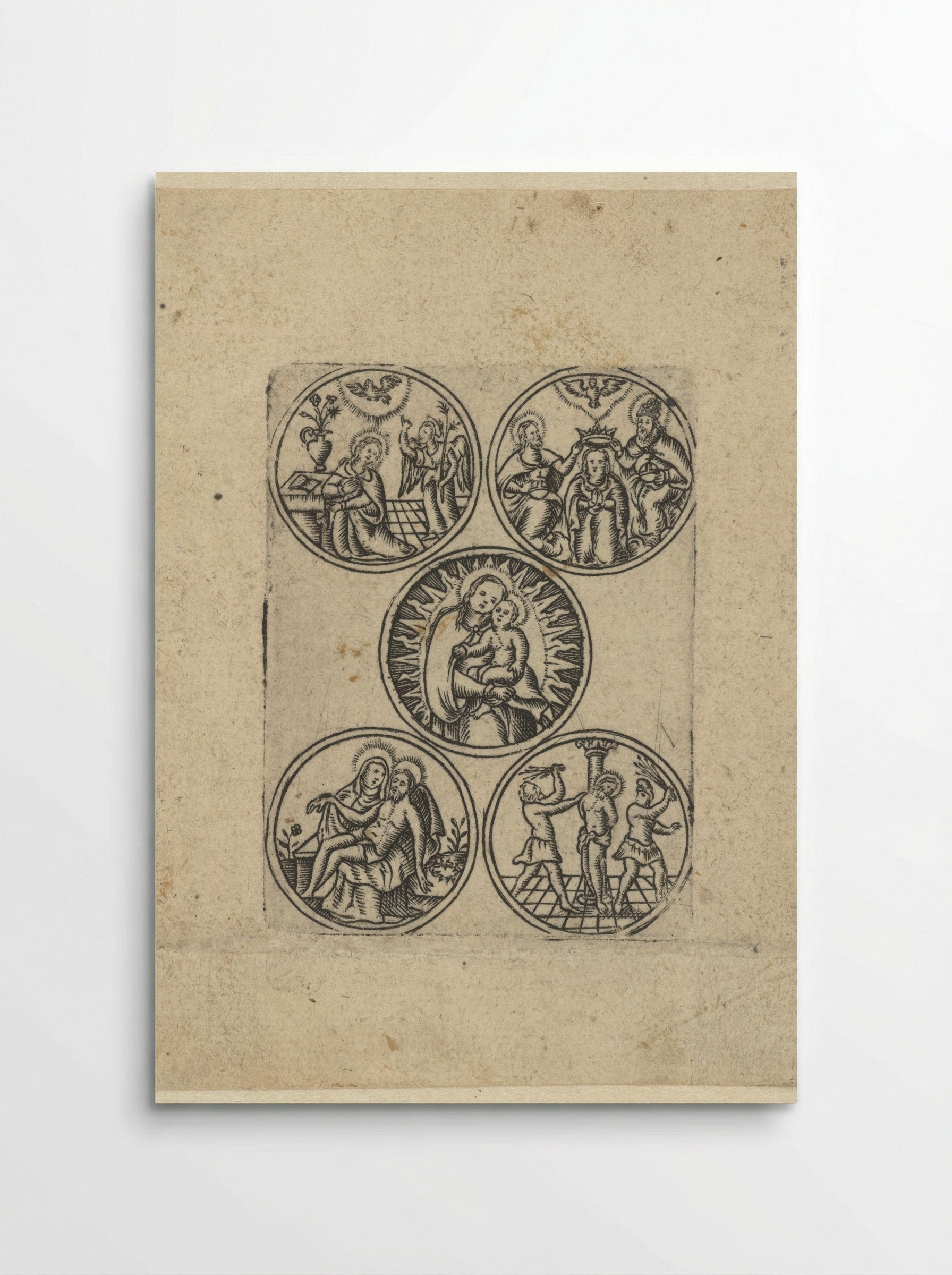 Maria met kind en vier scènes uit haar leven - Monogrammist S - Poster
