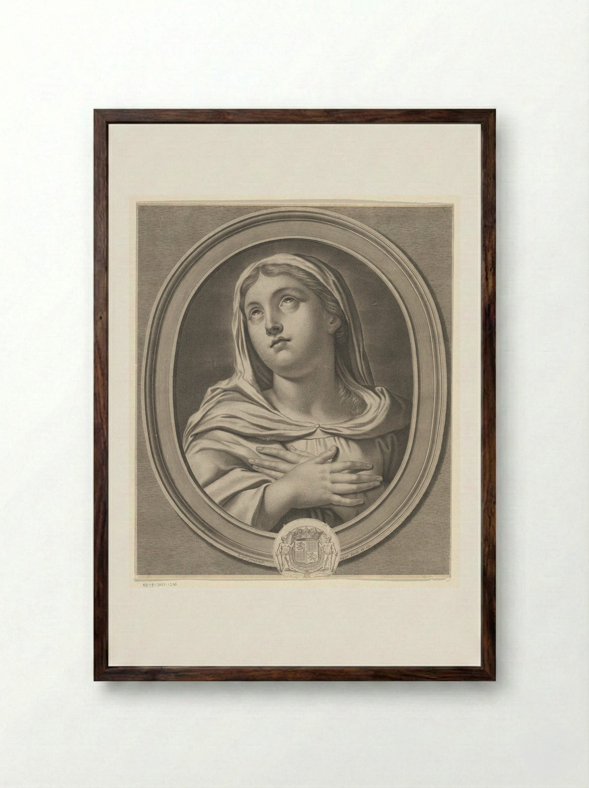 Maria met opgeslagen ogen - Jean Boulanger - Framed Print Dark Wood