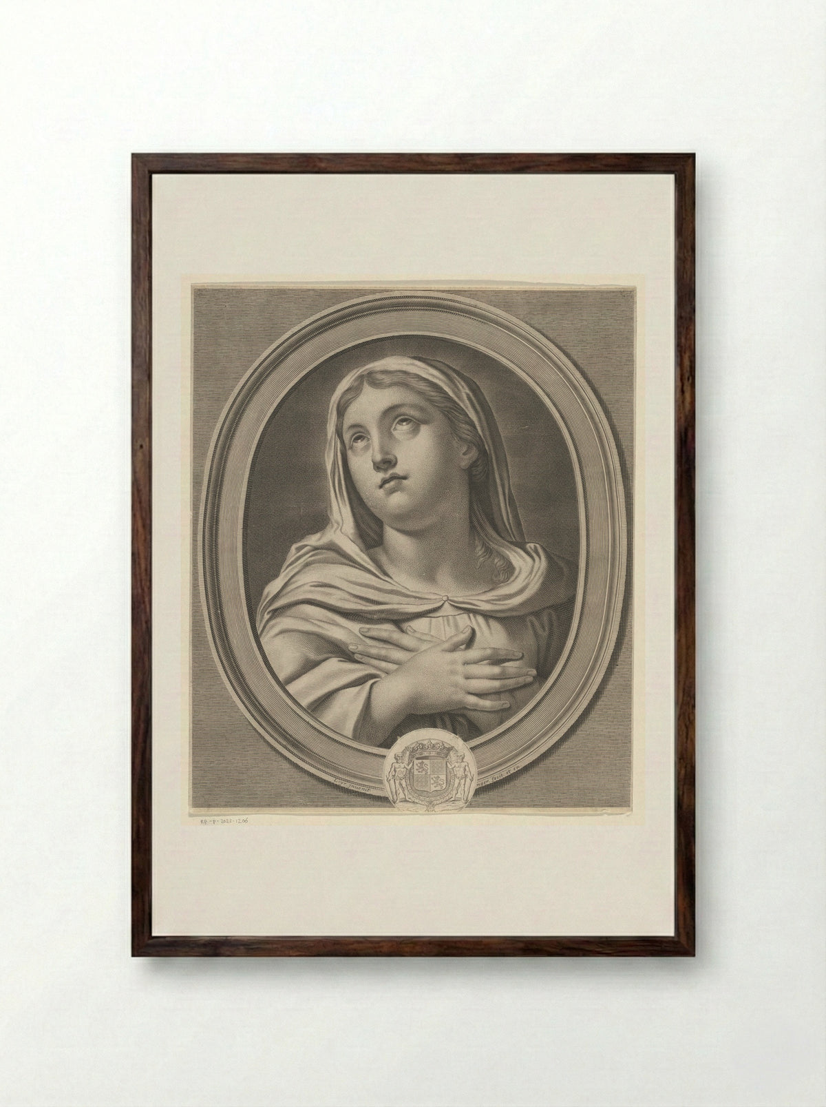 Maria met opgeslagen ogen - Jean Boulanger - Framed Print Dark Wood