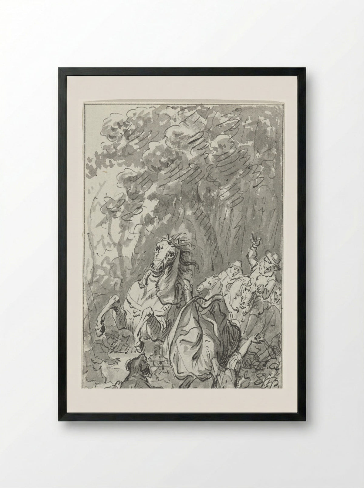 Maria van Bourgondië valt van haar paard, bij Brugge, 27 maart 1482 - Jacobus Buys - Framed Print Black