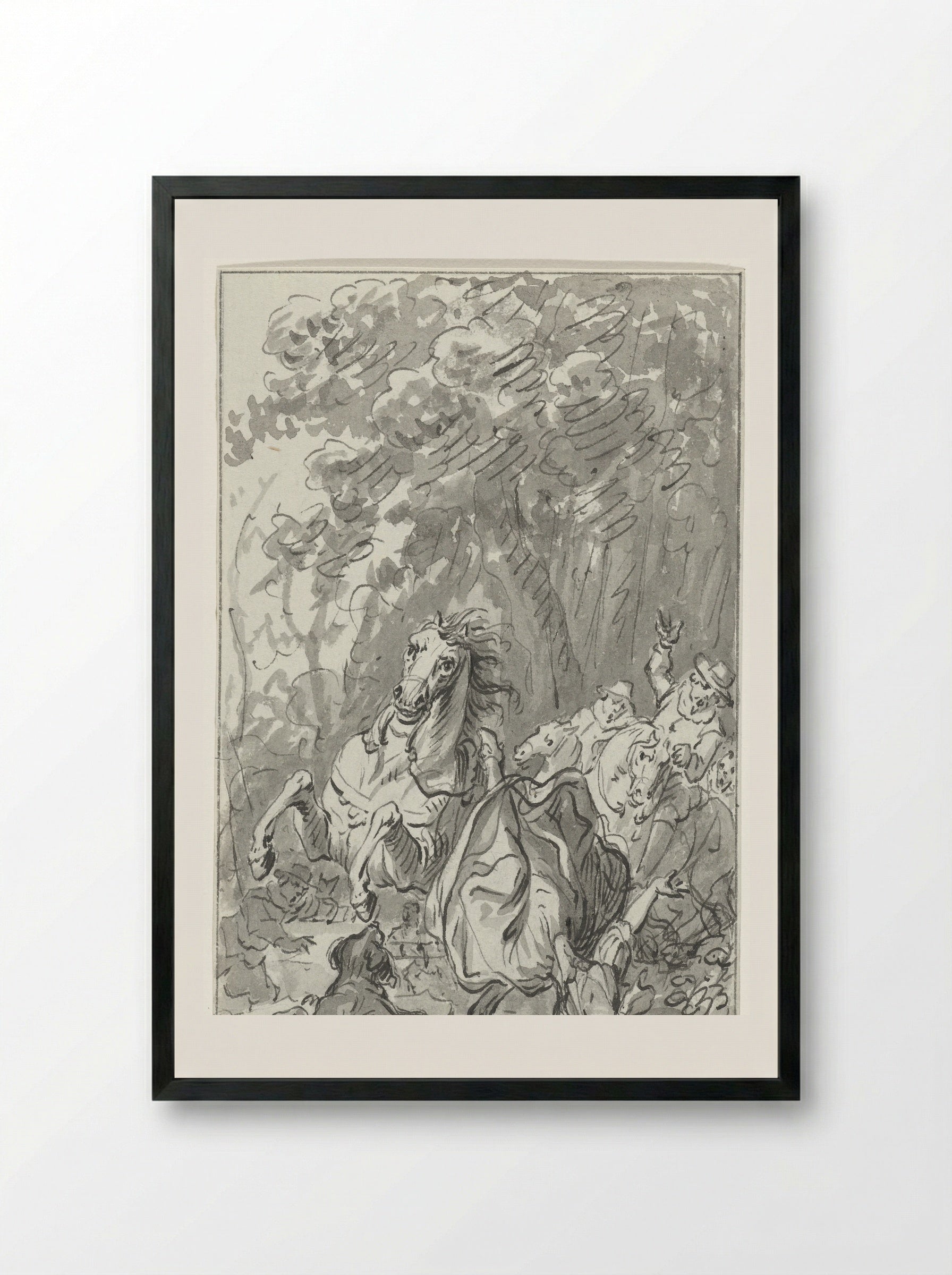 Maria van Bourgondië valt van haar paard, bij Brugge, 27 maart 1482 - Jacobus Buys - Framed Print Black