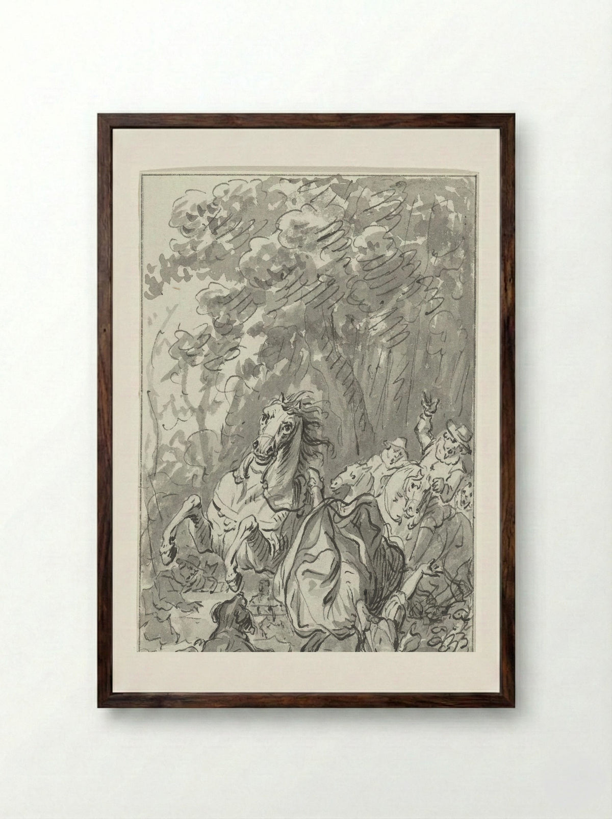Maria van Bourgondië valt van haar paard, bij Brugge, 27 maart 1482 - Jacobus Buys - Framed Print Dark Wood