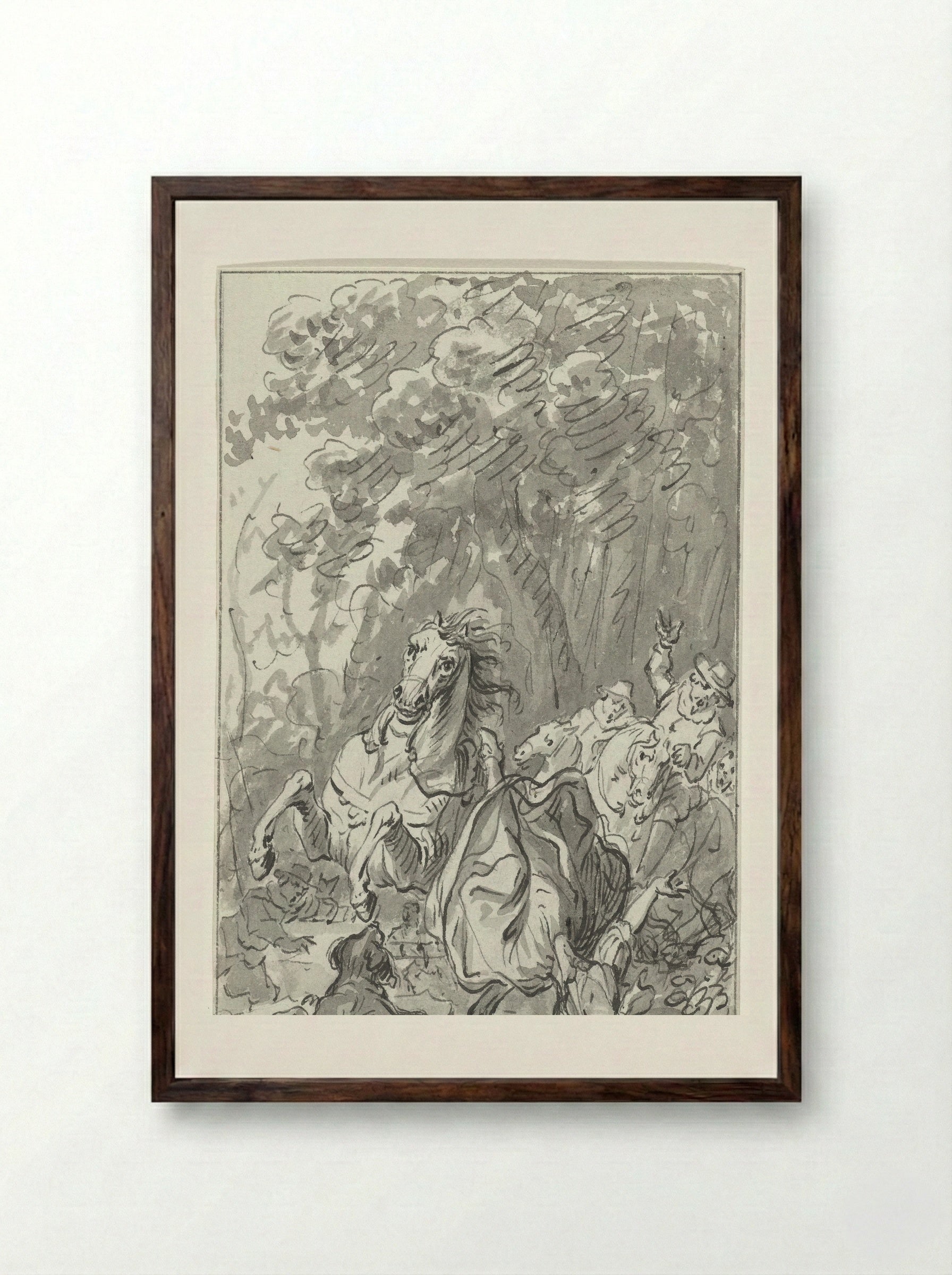 Maria van Bourgondië valt van haar paard, bij Brugge, 27 maart 1482 - Jacobus Buys - Framed Print Dark Wood