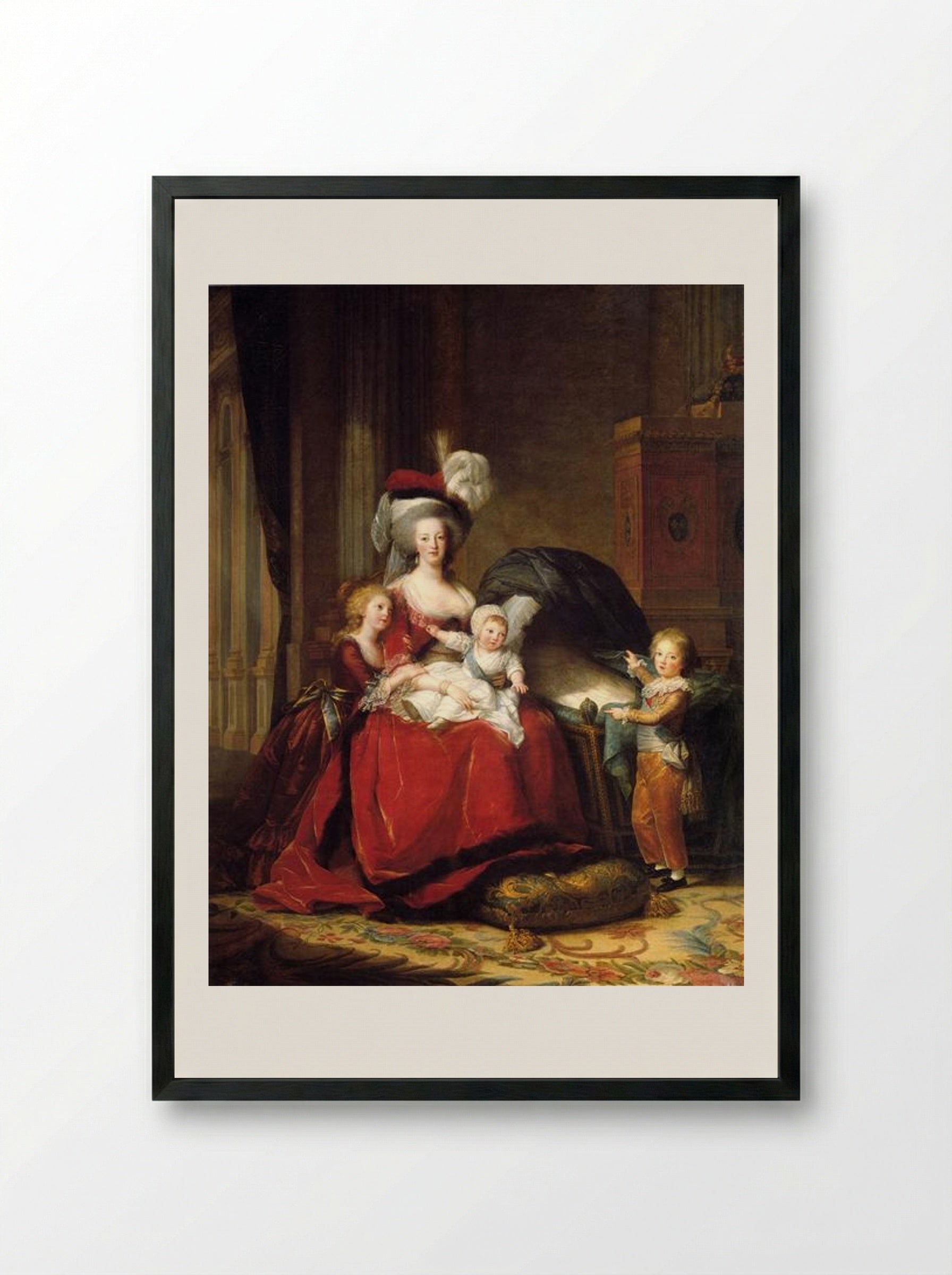 Marie Antoinette and her Children - Louise Elisabeth Vigée Le Brun - Framed Print Black
