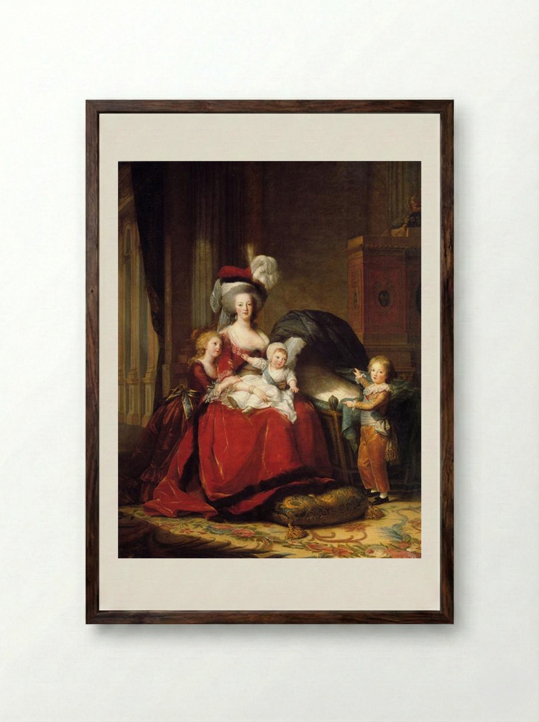 Marie Antoinette and her Children - Louise Elisabeth Vigée Le Brun - Framed Print Dark Wood