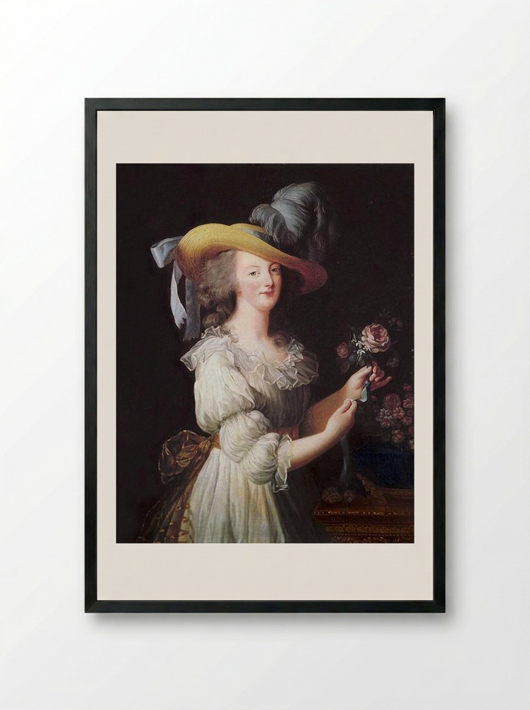 Marie Antoinette in a Muslin Dress - Louise Elisabeth Vigée Le Brun - Framed Print Black