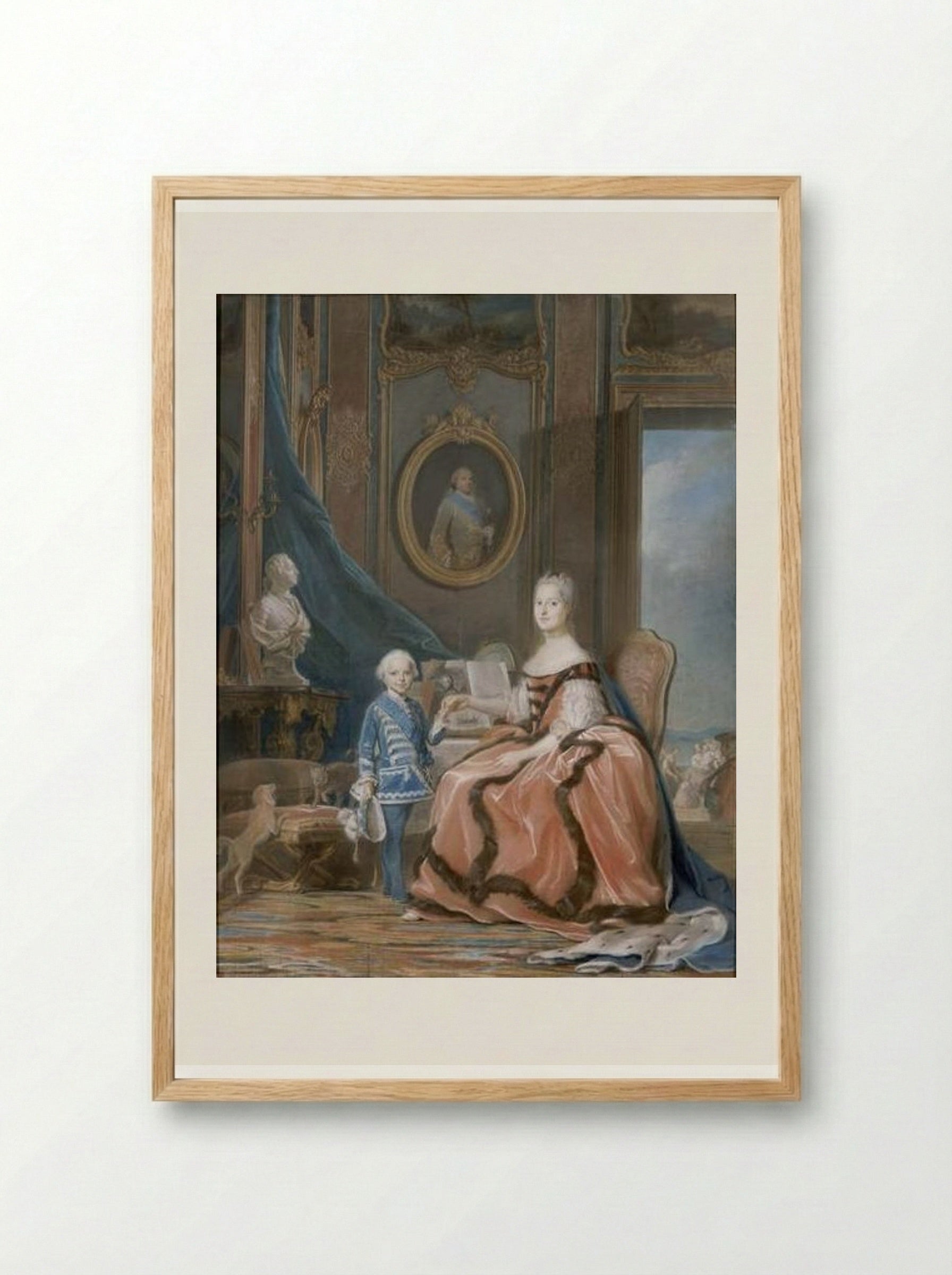 Marie Josephe of Saxony, Dauphine and a son - Maurice Quentin de La Tour - Framed Print Wood