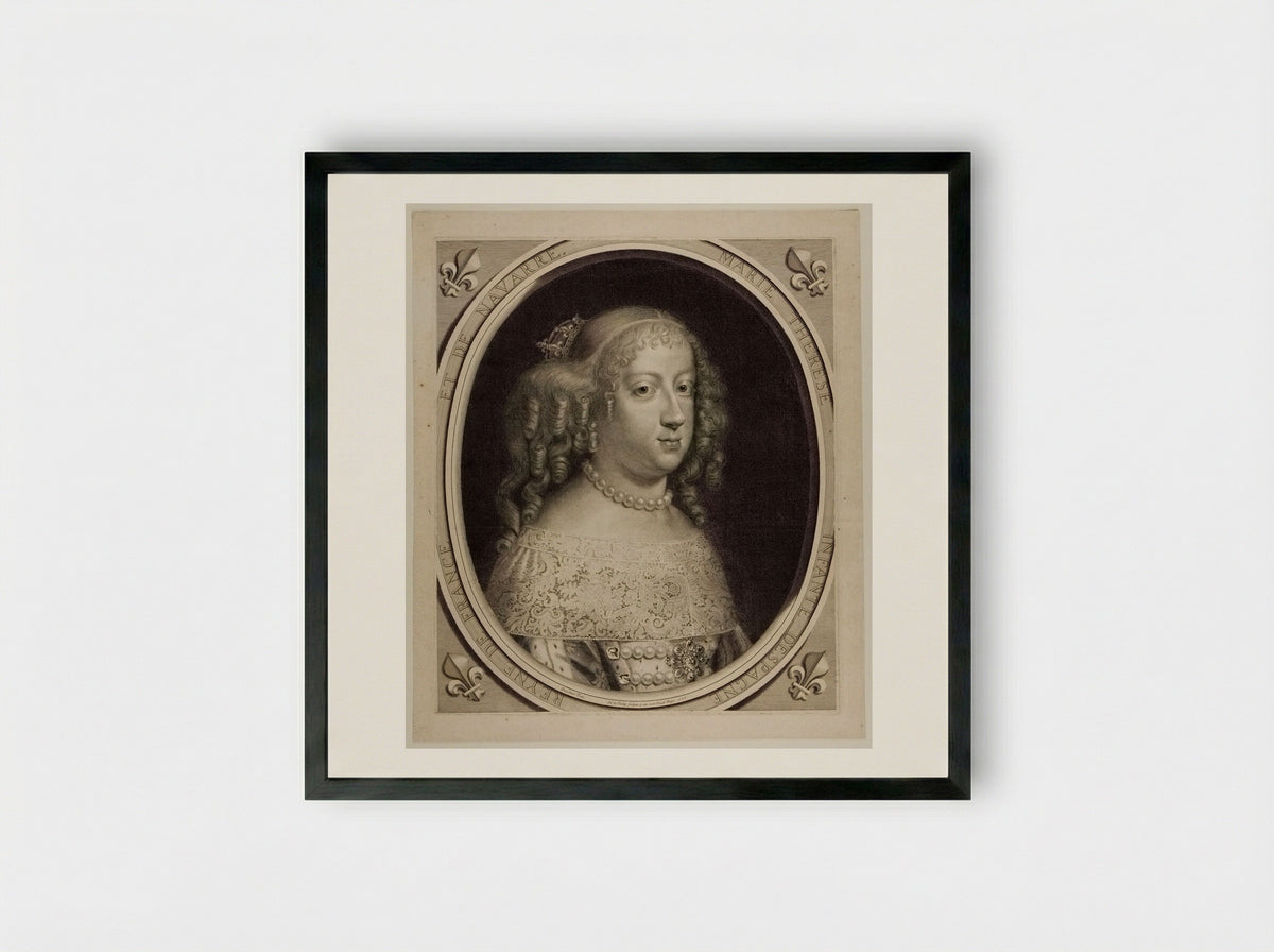 Marie Thérèse, Princess of Spain, Queen of France and of Navarre - Nicolas de Poilly - Framed Print Black