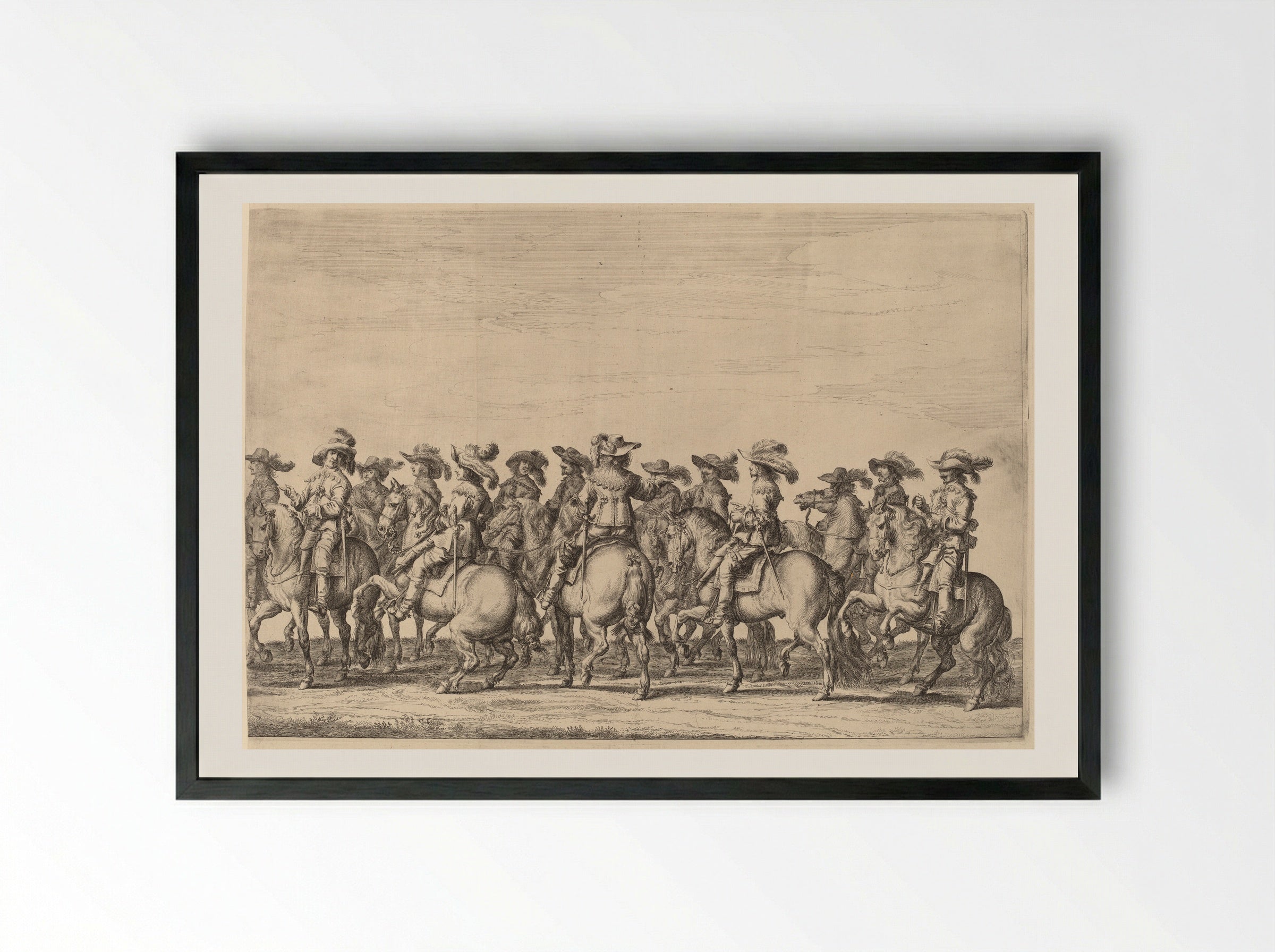 Marie de Medici in her Carriage, Surrounded by Courtiers - Pieter Nolpe - Framed Print Black