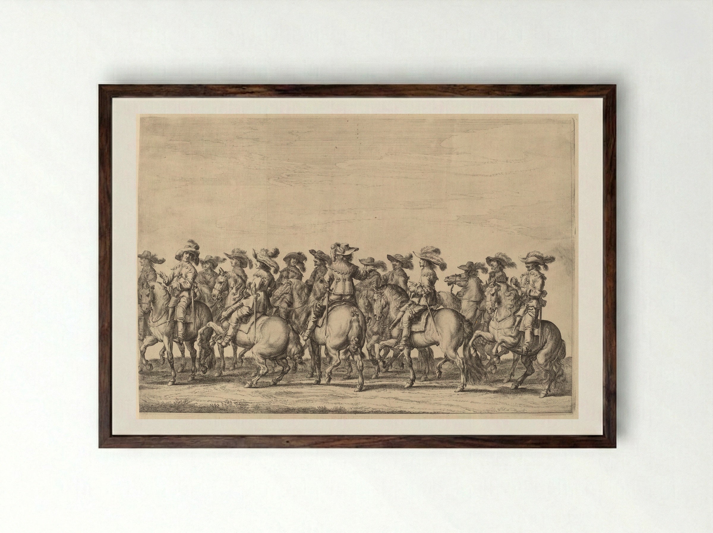Marie de Medici in her Carriage, Surrounded by Courtiers - Pieter Nolpe - Framed Print Dark Wood