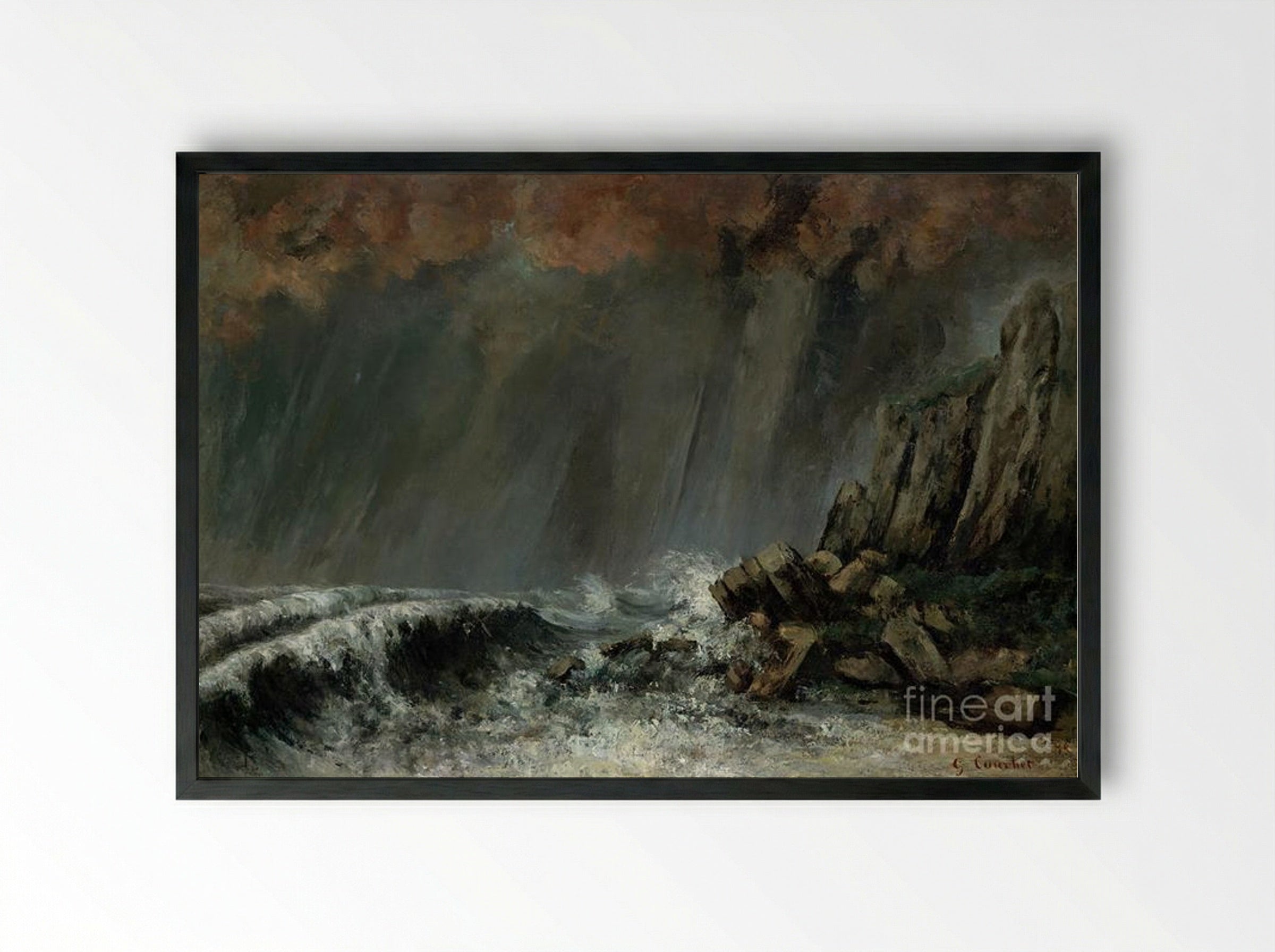 Marine: The Waterspout - Gustave Courbet - Framed Print Black