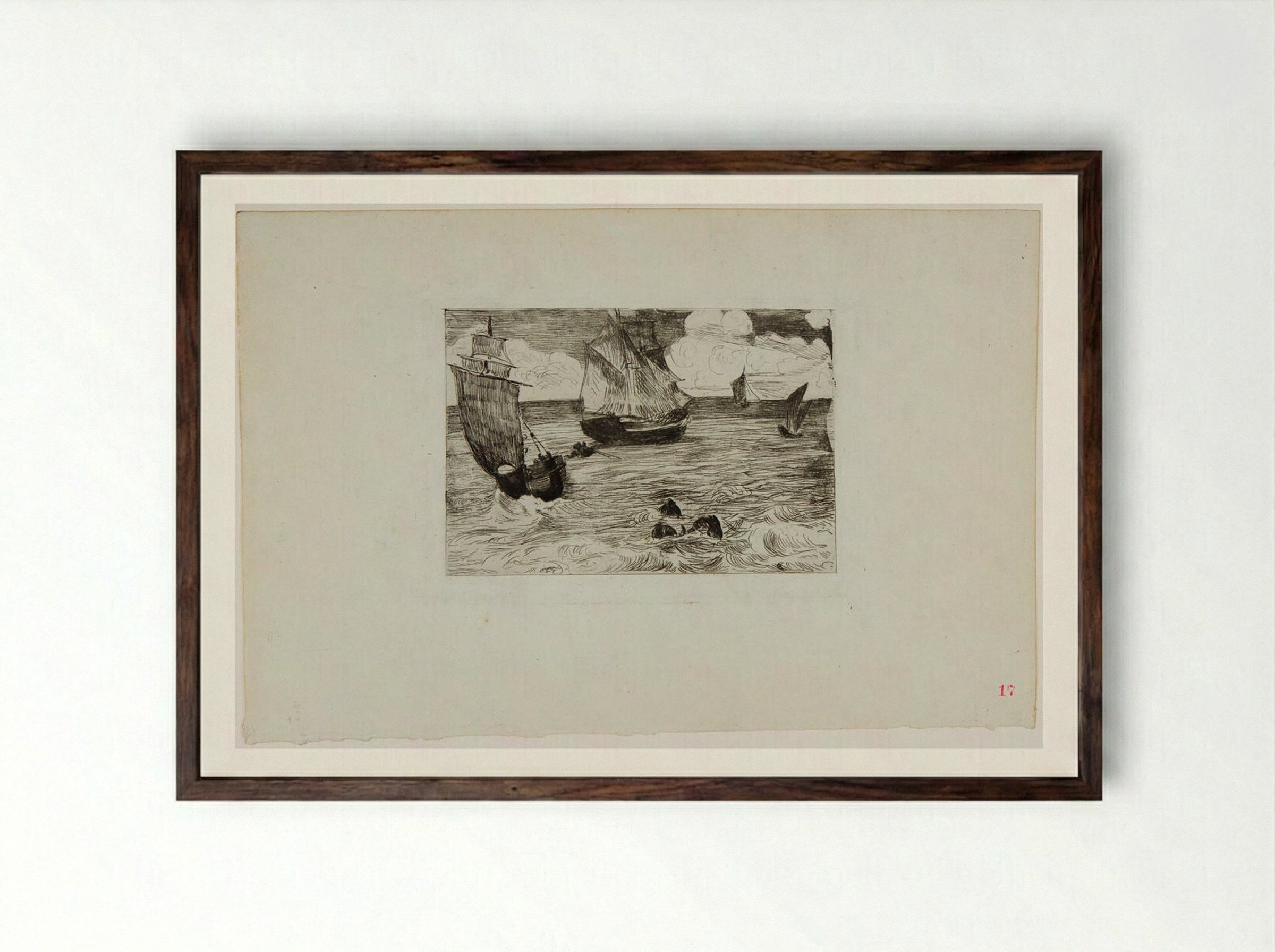 Marine - Édouard Manet - Framed Print Dark Wood