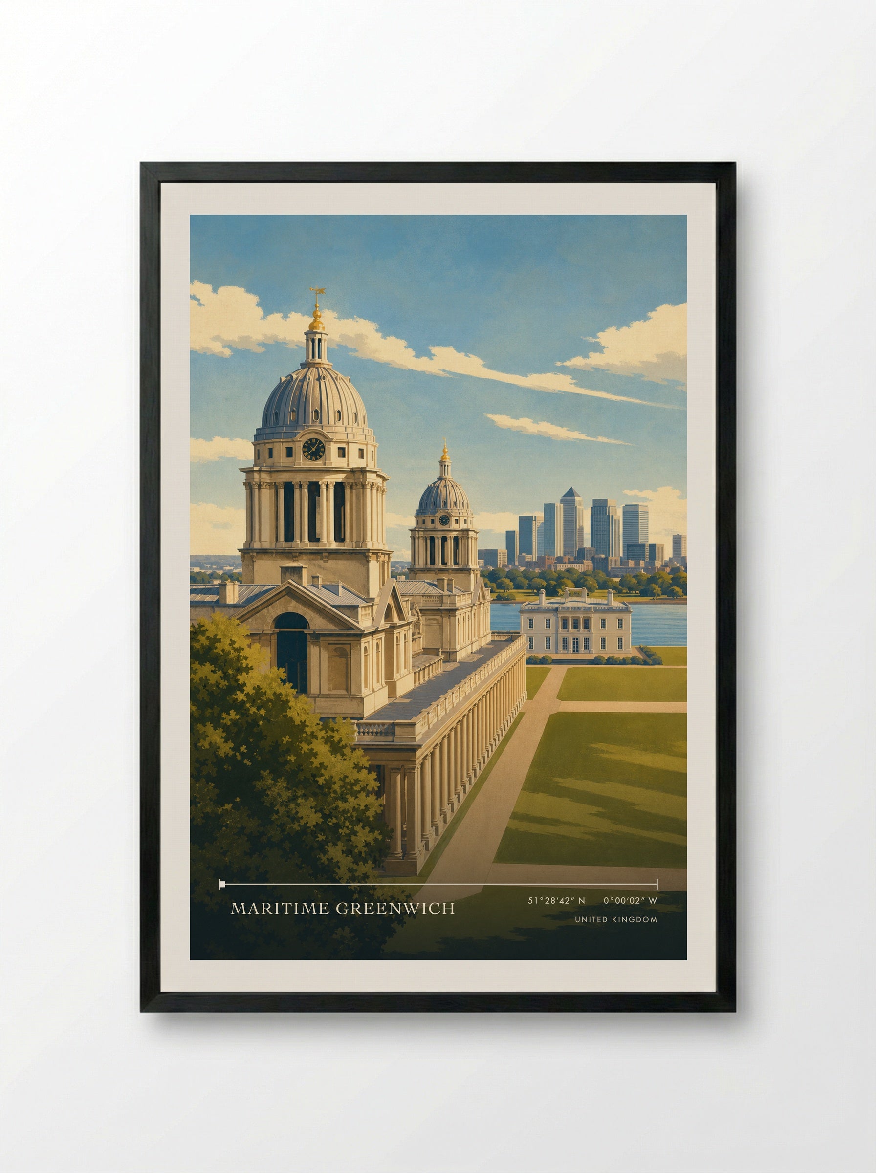 Maritime Greenwich United Kingdom Travel Poster - Framed Print Black