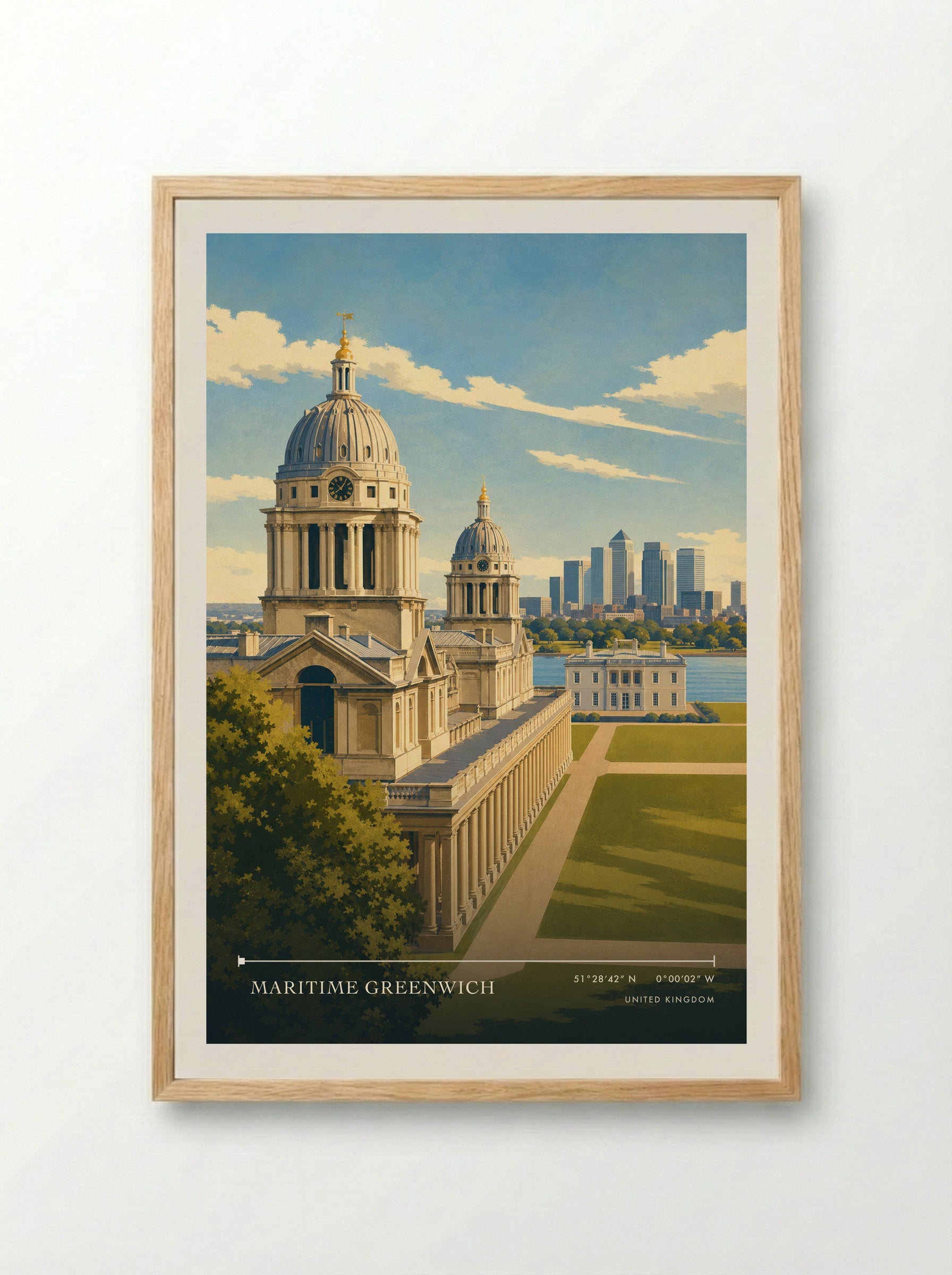 Maritime Greenwich United Kingdom Travel Poster - Framed Print Wood