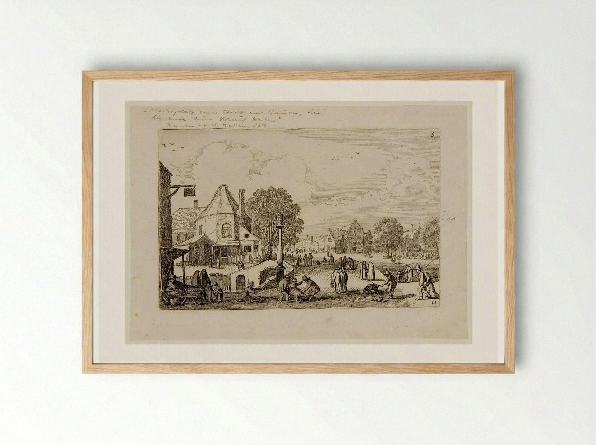 Market Day in a Town - Jan van de Velde II - Framed Print Wood