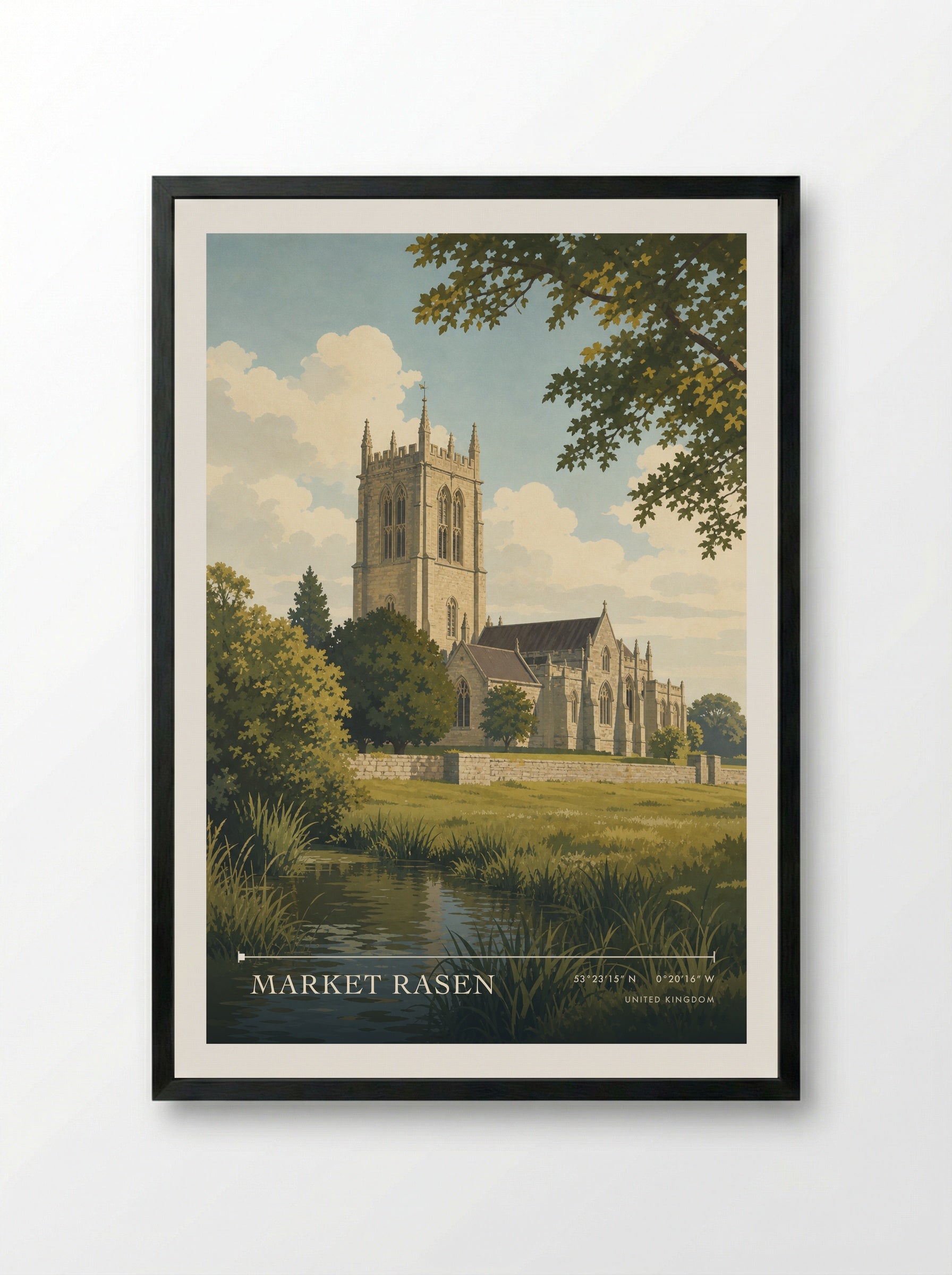 Market Rasen United Kingdom Travel Poster - Framed Print Black